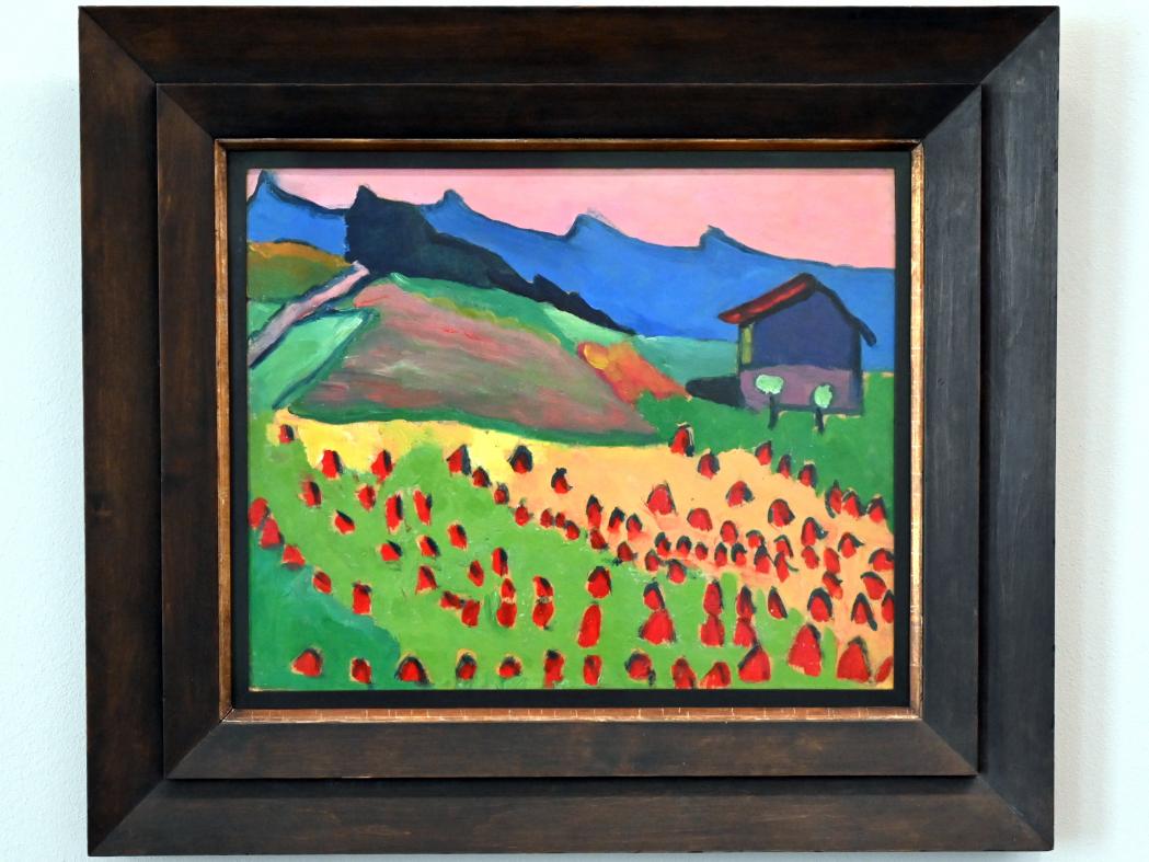Gabriele Münter (1903–1954): Landschaft mit Hütte im Abendrot, 1908