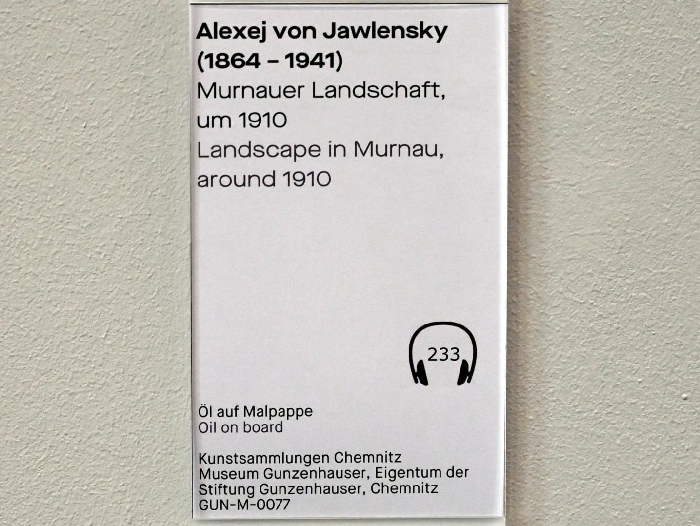 Alexej von Jawlensky (1893–1938), Murnauer Landschaft, Chemnitz, Museum Gunzenhauser, Saal 3.6 - Der blaue Reiter, um 1910, Bild 2/2