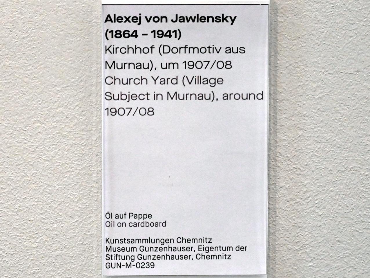 Alexej von Jawlensky (1893–1938), Kirchhof (Dorfmotiv aus Murnau), Chemnitz, Museum Gunzenhauser, Saal 3.6 - Der blaue Reiter, um 1907–1908, Bild 2/2