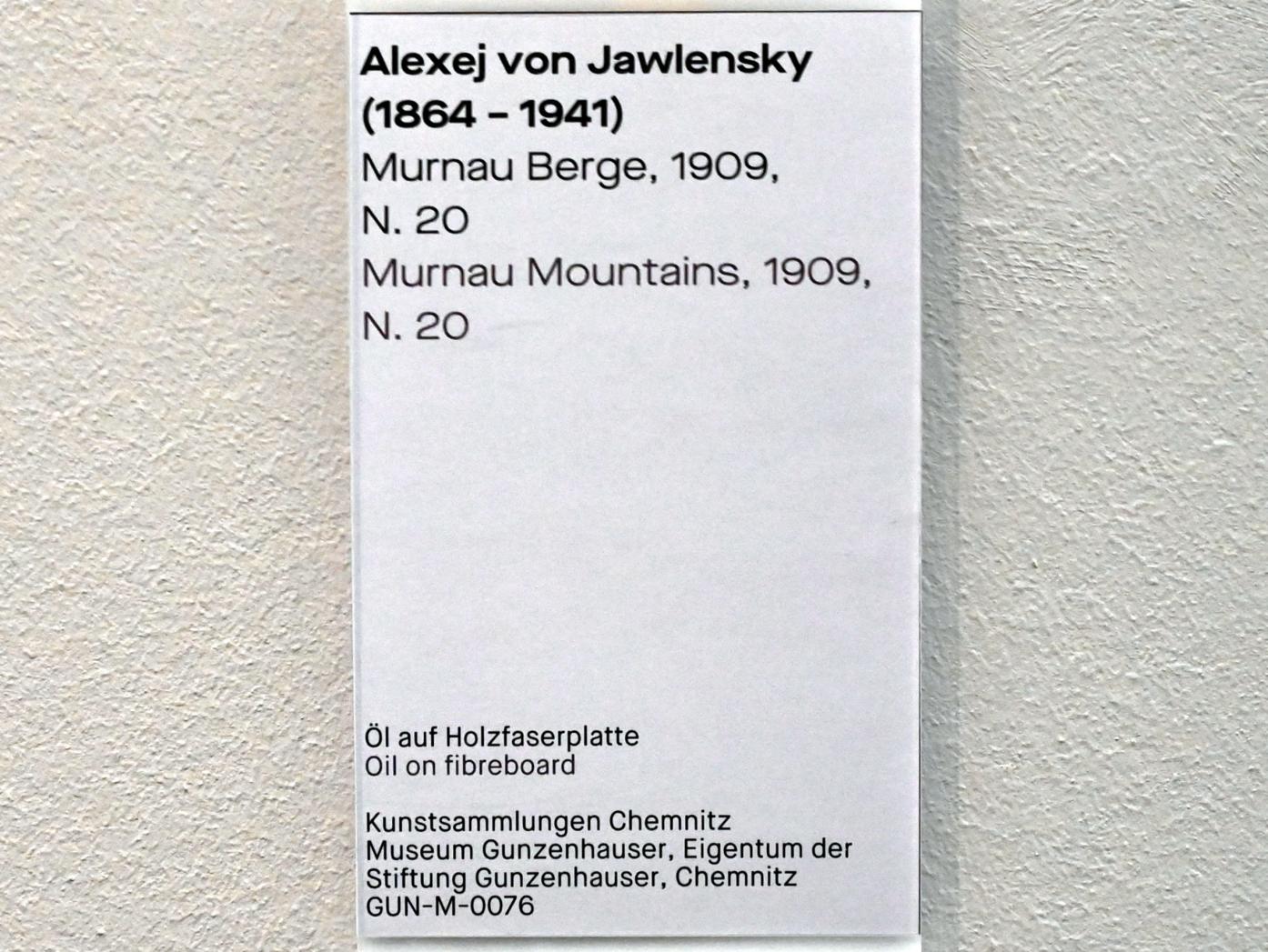Alexej von Jawlensky (1893–1938), Murnau Berge, Chemnitz, Museum Gunzenhauser, Saal 3.6 - Der blaue Reiter, 1909, Bild 2/2