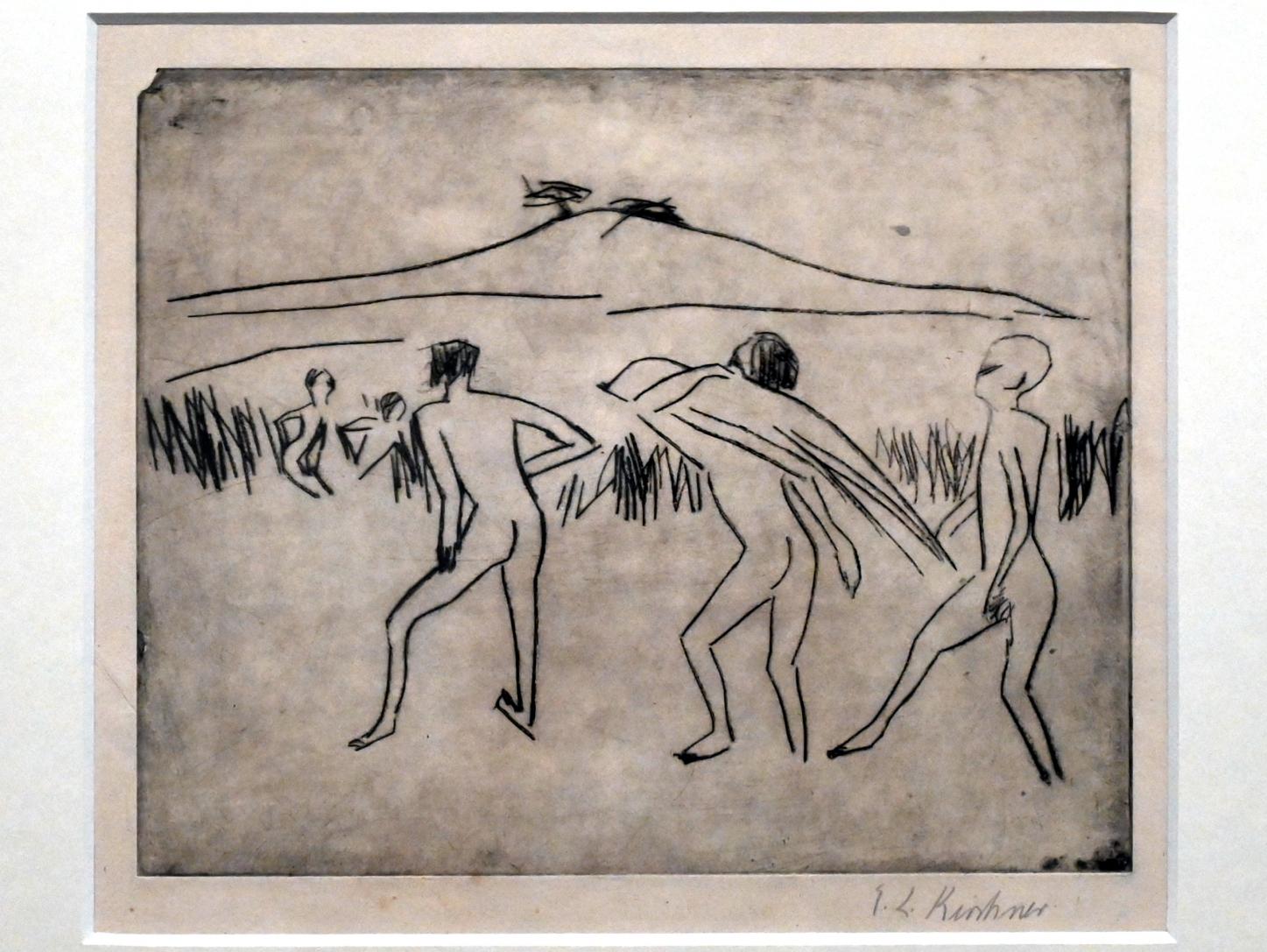 Ernst Ludwig Kirchner (1904–1933), Badende Männer, Chemnitz, Museum Gunzenhauser, Saal 3.7 - Die Brücke, 1910, Bild 2/3