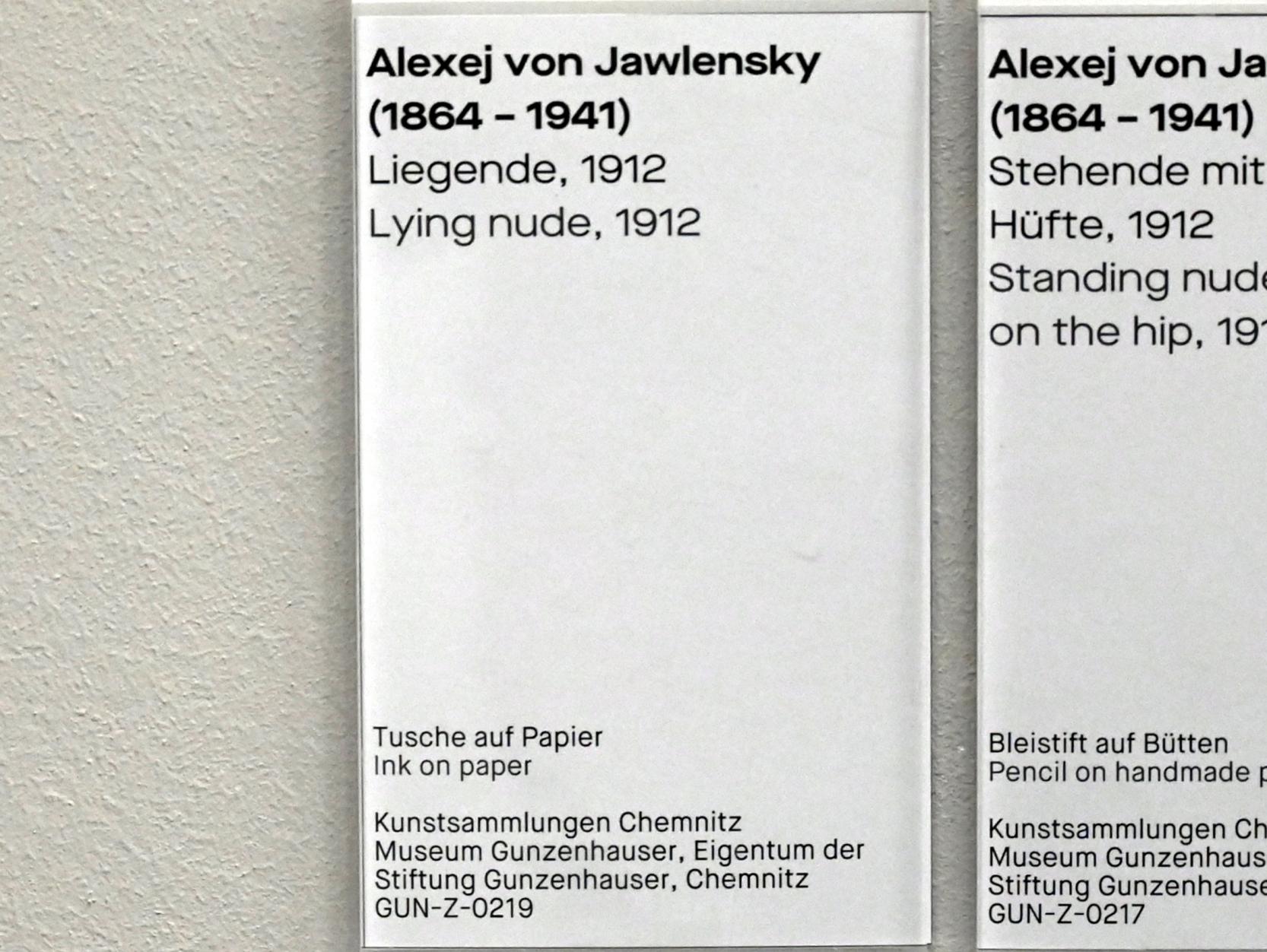 Alexej von Jawlensky (1893–1938), Liegende, Chemnitz, Museum Gunzenhauser, Saal 3.8 - Alexej von Jawlensky, 1912, Bild 3/3