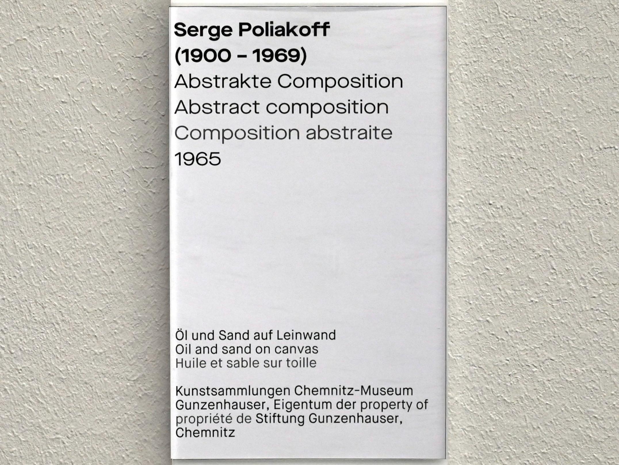 Serge Poliakoff (1936–1968), Abstrakte Komposition, Chemnitz, Museum Gunzenhauser, Saal 2.1 - Serge Poliakoff, 1965, Bild 2/2