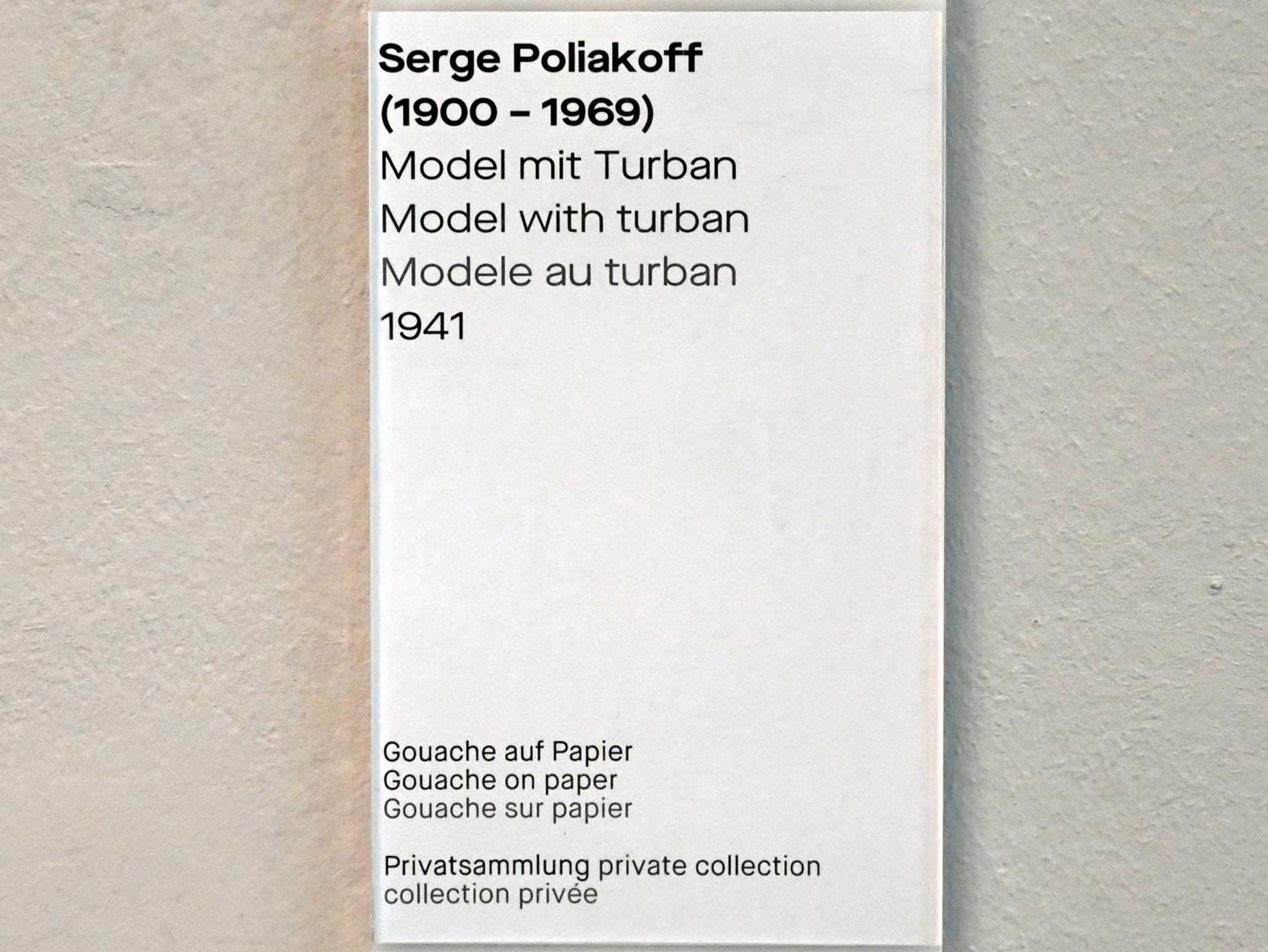 Serge Poliakoff (1936–1968), Model mit Turban, Chemnitz, Museum Gunzenhauser, Saal 2.3 - Serge Poliakoff, 1941, Bild 2/2