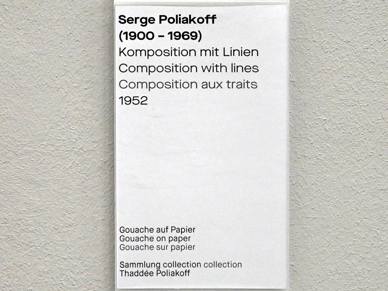 Serge Poliakoff (1936–1968), Komposition mit Linien, Chemnitz, Museum Gunzenhauser, Saal 2.4 - Serge Poliakoff, 1952, Bild 2/2