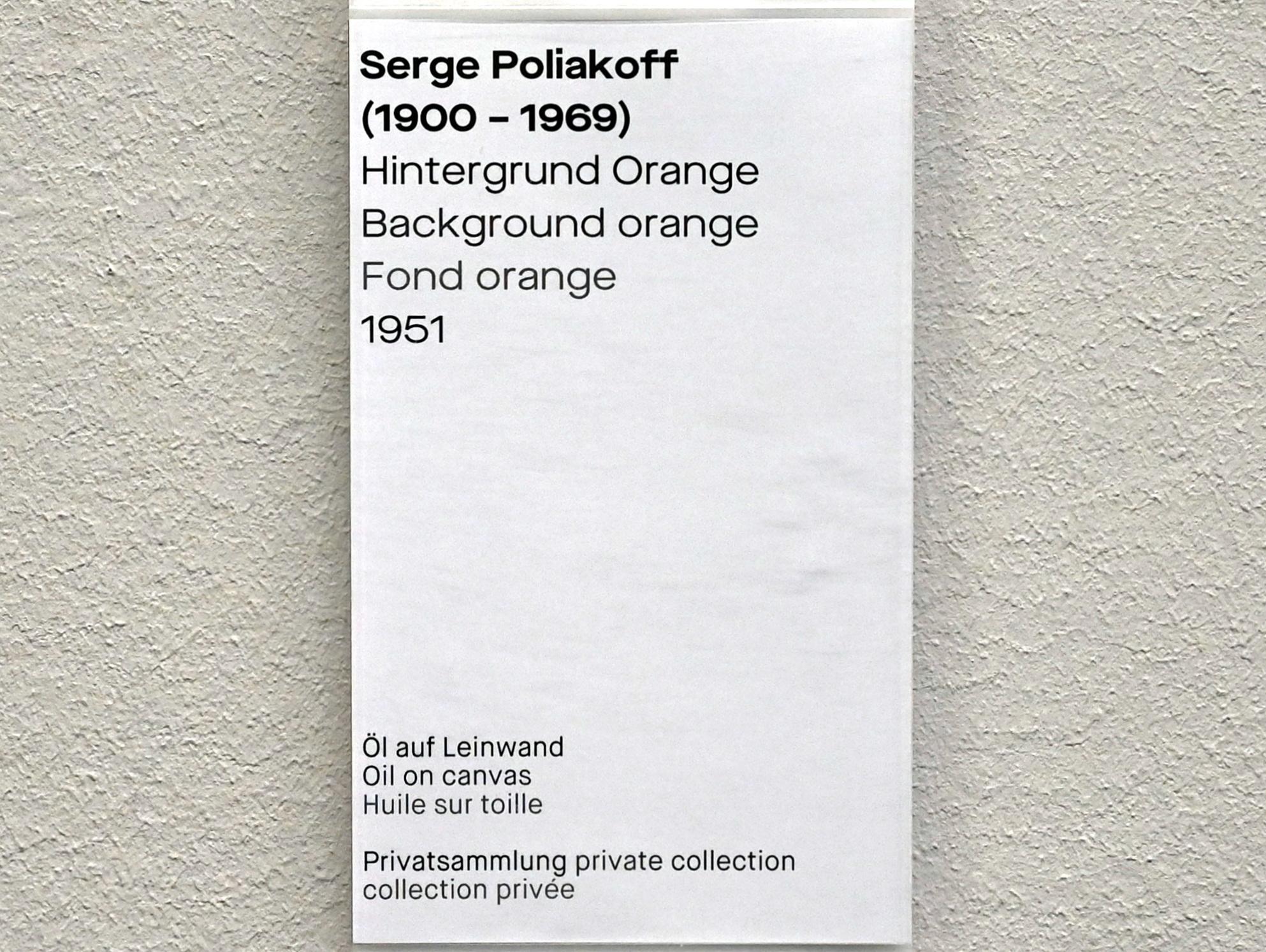 Serge Poliakoff (1936–1968), Hintergrund Orange, Chemnitz, Museum Gunzenhauser, Saal 2.4 - Serge Poliakoff, 1951, Bild 2/2