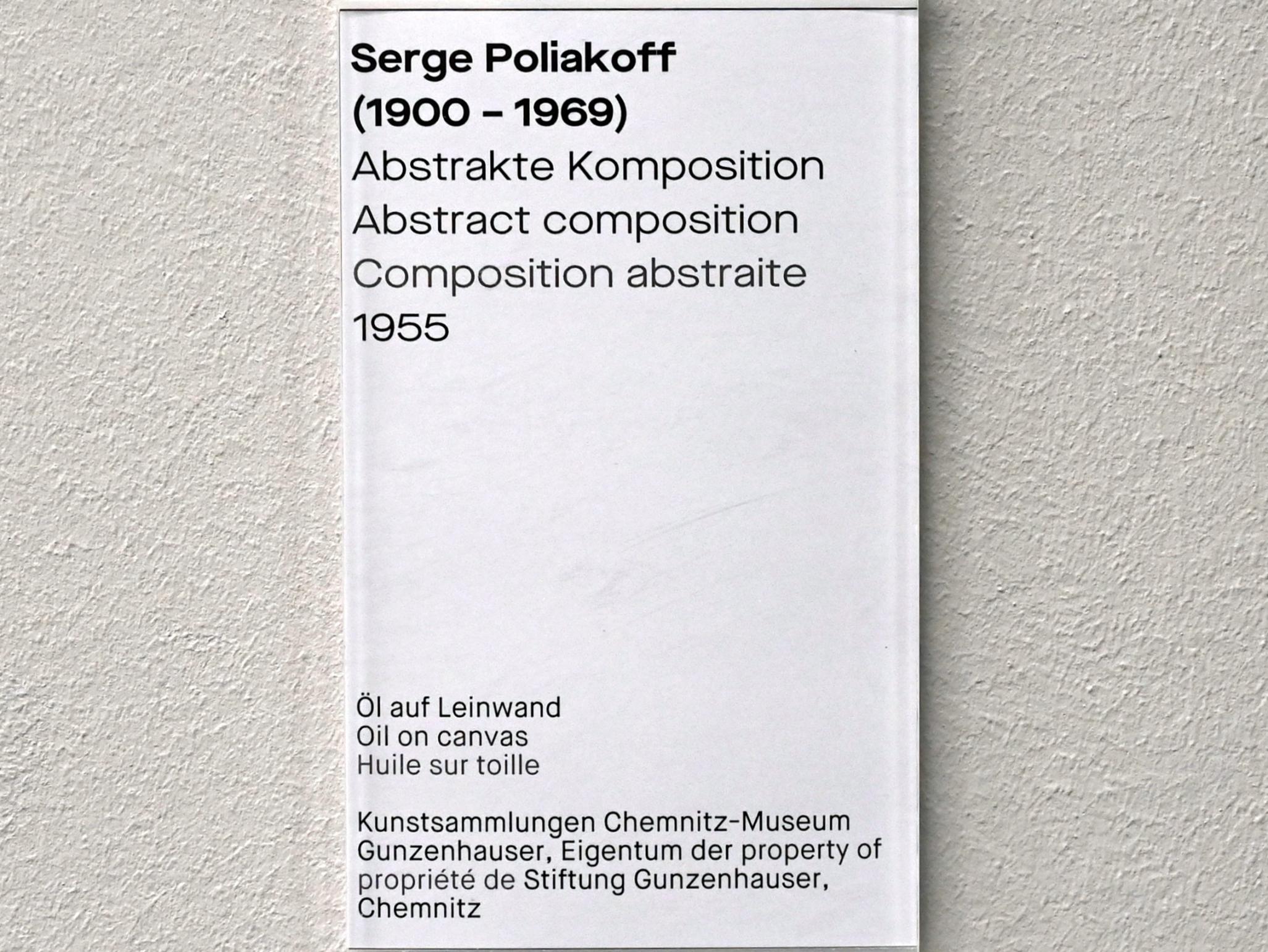 Serge Poliakoff (1936–1968), Abstrakte Komposition, Chemnitz, Museum Gunzenhauser, Saal 2.5 - Serge Poliakoff, 1955, Bild 2/2