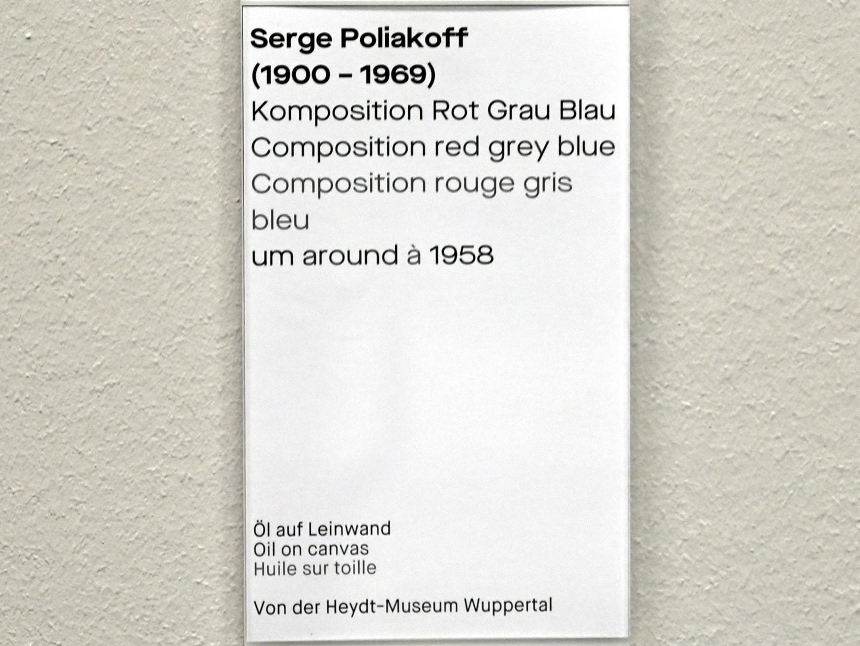 Serge Poliakoff (1936–1968), Komposition Rot Grau Blau, Chemnitz, Museum Gunzenhauser, Saal 2.6 - Serge Poliakoff, um 1958, Bild 2/2