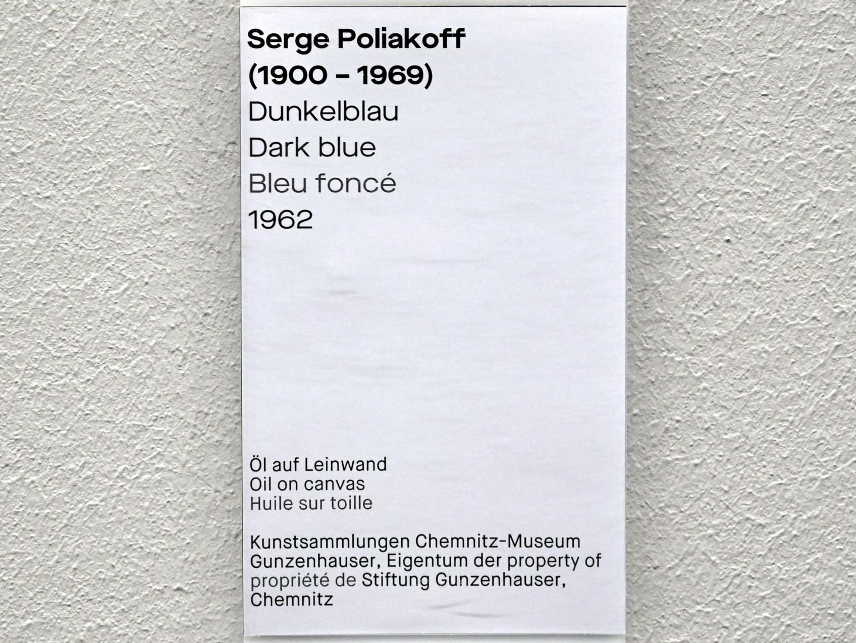 Serge Poliakoff (1936–1968), Dunkelblau, Chemnitz, Museum Gunzenhauser, Saal 2.7 - Serge Poliakoff, 1962, Bild 2/2