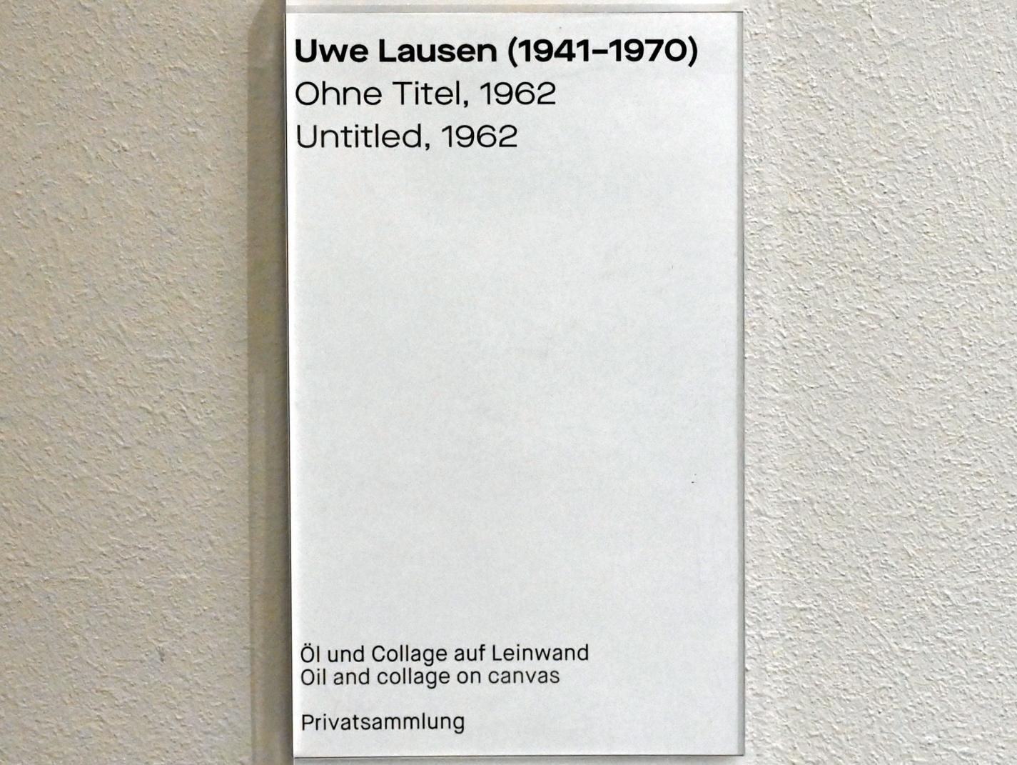 Uwe Lausen (1962–1969), Ohne Titel, Chemnitz, Museum Gunzenhauser, Saal 1.2 - Uwe Lausen und Heide Stolz, 1962, Bild 2/2