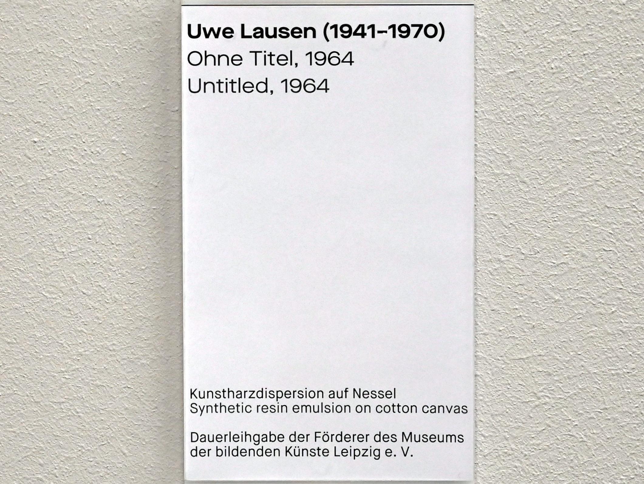 Uwe Lausen (1962–1969), Ohne Titel, Chemnitz, Museum Gunzenhauser, Saal 1.3 - Uwe Lausen und Heide Stolz, 1964, Bild 2/2