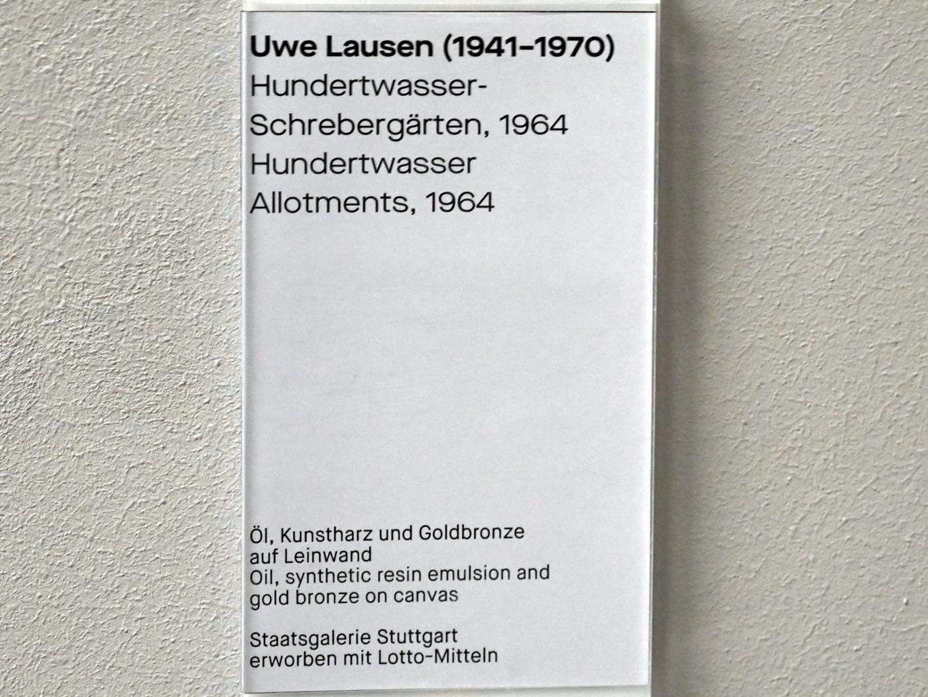 Uwe Lausen (1962–1969), Hundertwasser-Schrebergärten, Chemnitz, Museum Gunzenhauser, Saal 1.3 - Uwe Lausen und Heide Stolz, 1964, Bild 2/2