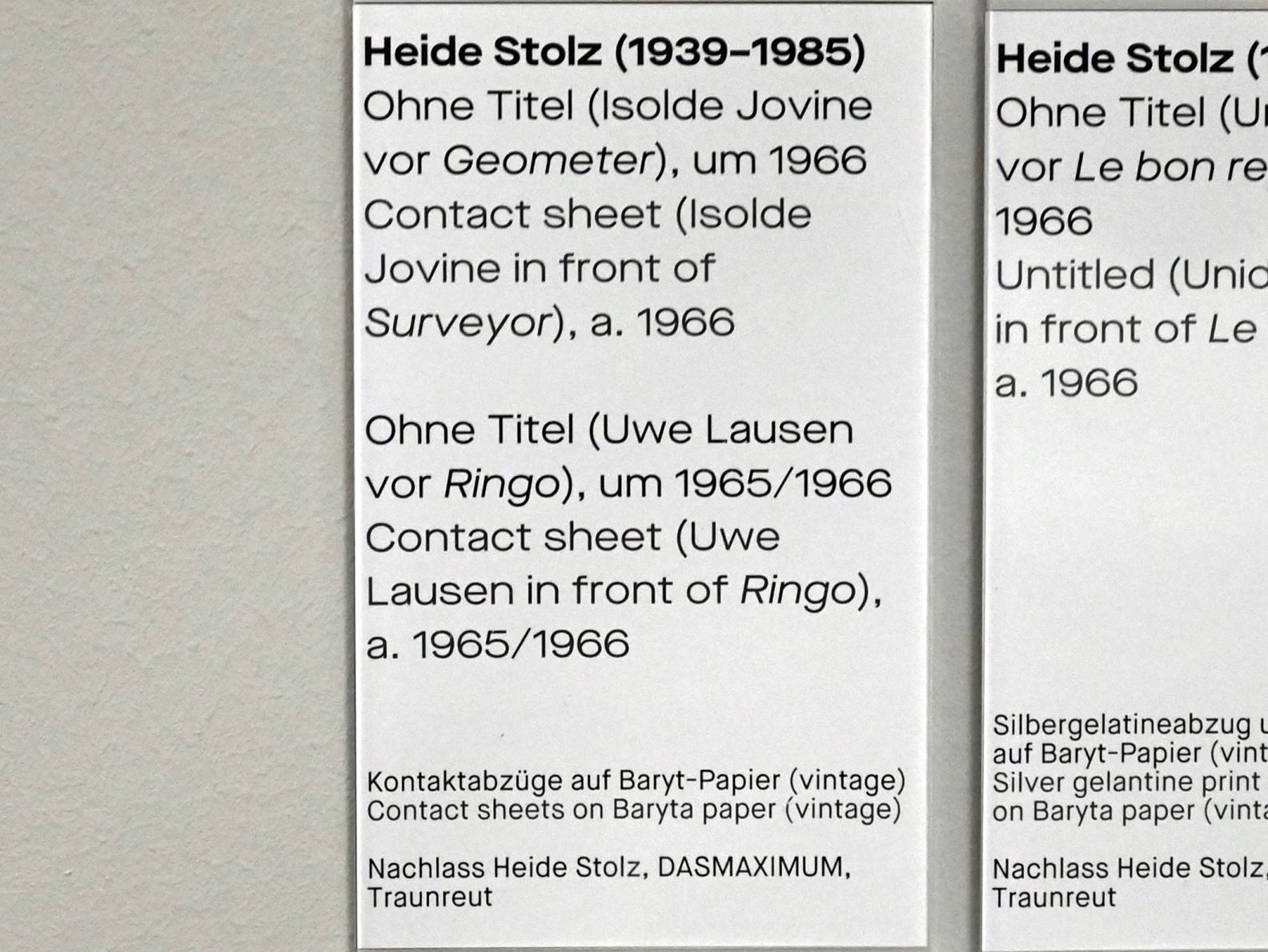 Heide Stolz (1960–1969), Ohne Titel (Uwe Lausen vor Ringo), Chemnitz, Museum Gunzenhauser, Saal 1.4 - Uwe Lausen und Heide Stolz, um 1965–1966, Bild 2/2