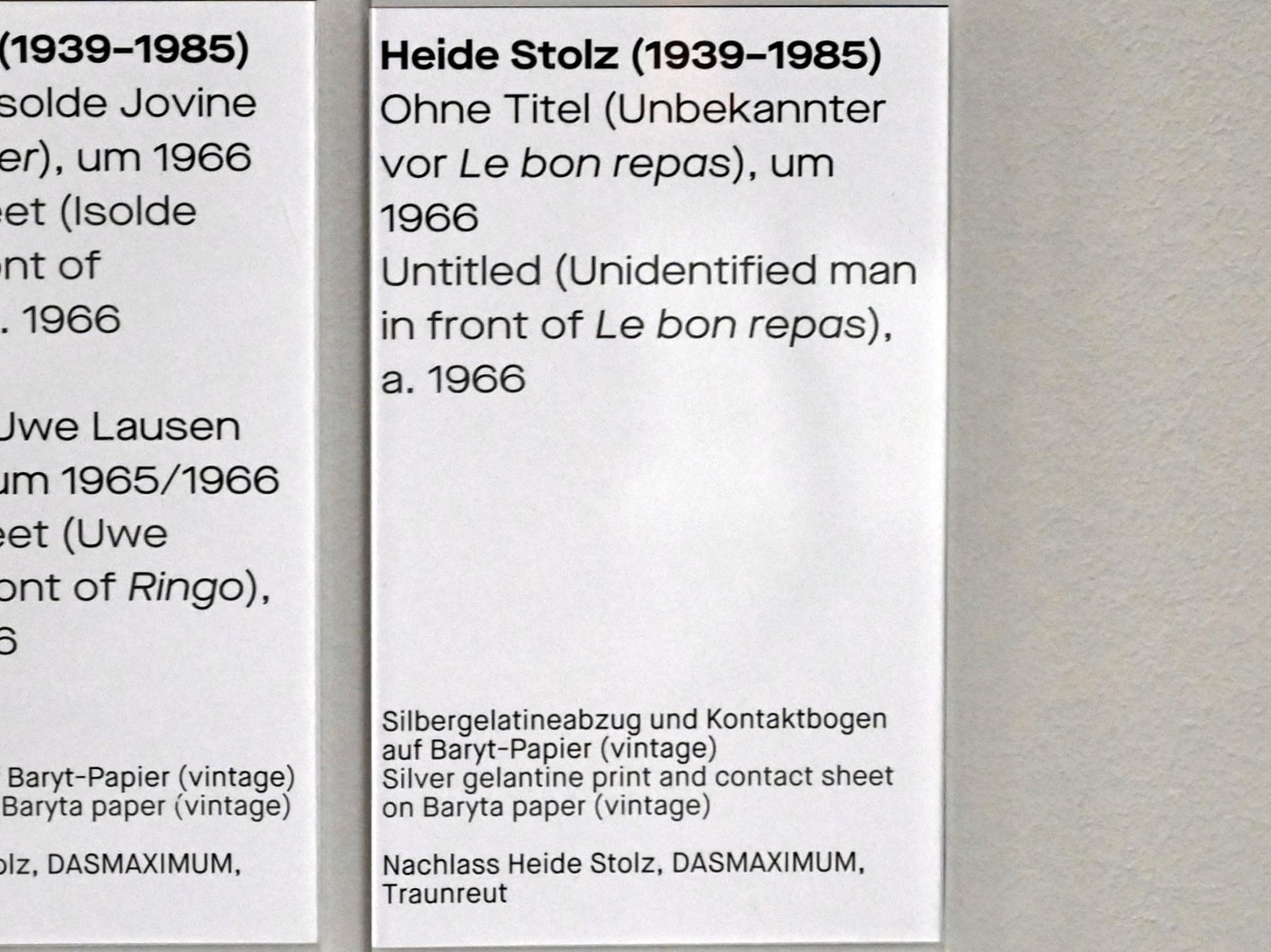 Heide Stolz (1960–1969), Ohne Titel (Unbekannter vor Le bon repas), Chemnitz, Museum Gunzenhauser, Saal 1.4 - Uwe Lausen und Heide Stolz, um 1966, Bild 2/2