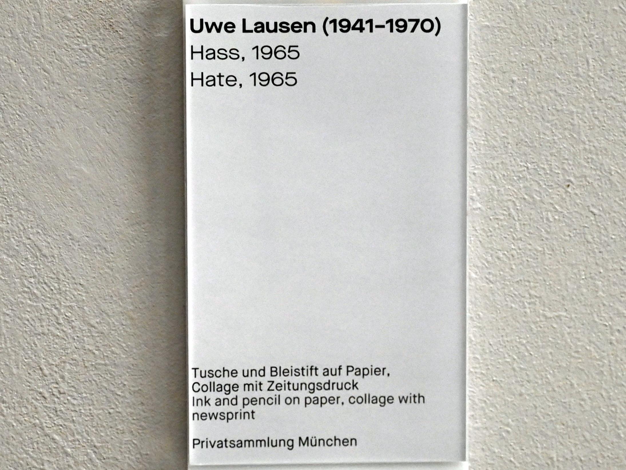 Uwe Lausen (1962–1969), Hass, Chemnitz, Museum Gunzenhauser, Saal 1.4 - Uwe Lausen und Heide Stolz, 1965, Bild 2/2