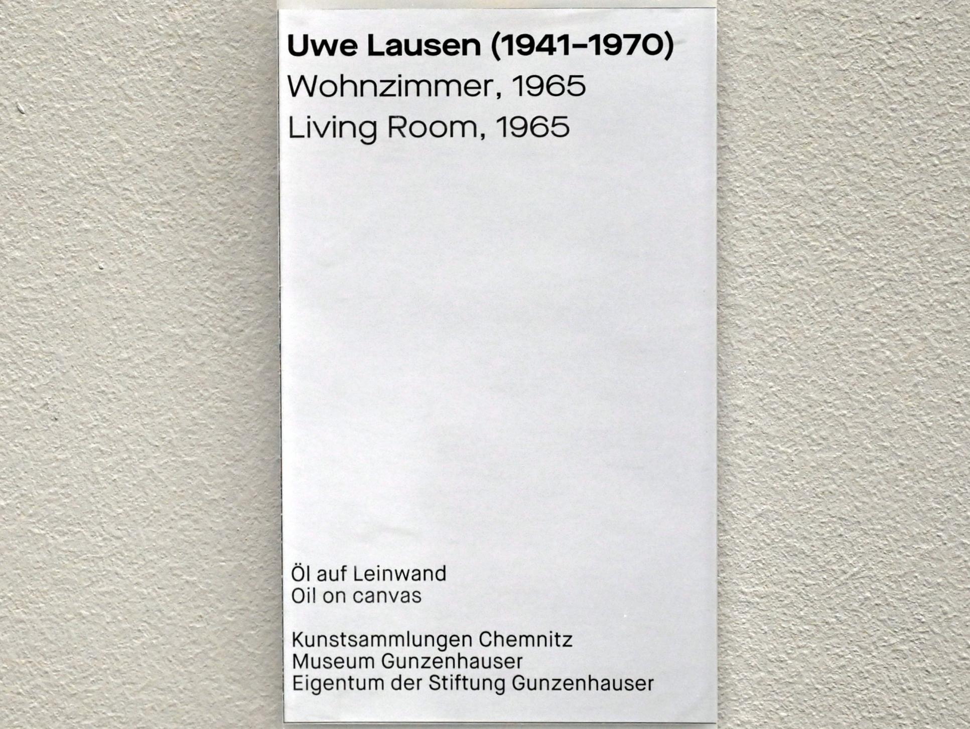 Uwe Lausen (1962–1969), Wohnzimmer, Chemnitz, Museum Gunzenhauser, Saal 1.4 - Uwe Lausen und Heide Stolz, 1965, Bild 2/2