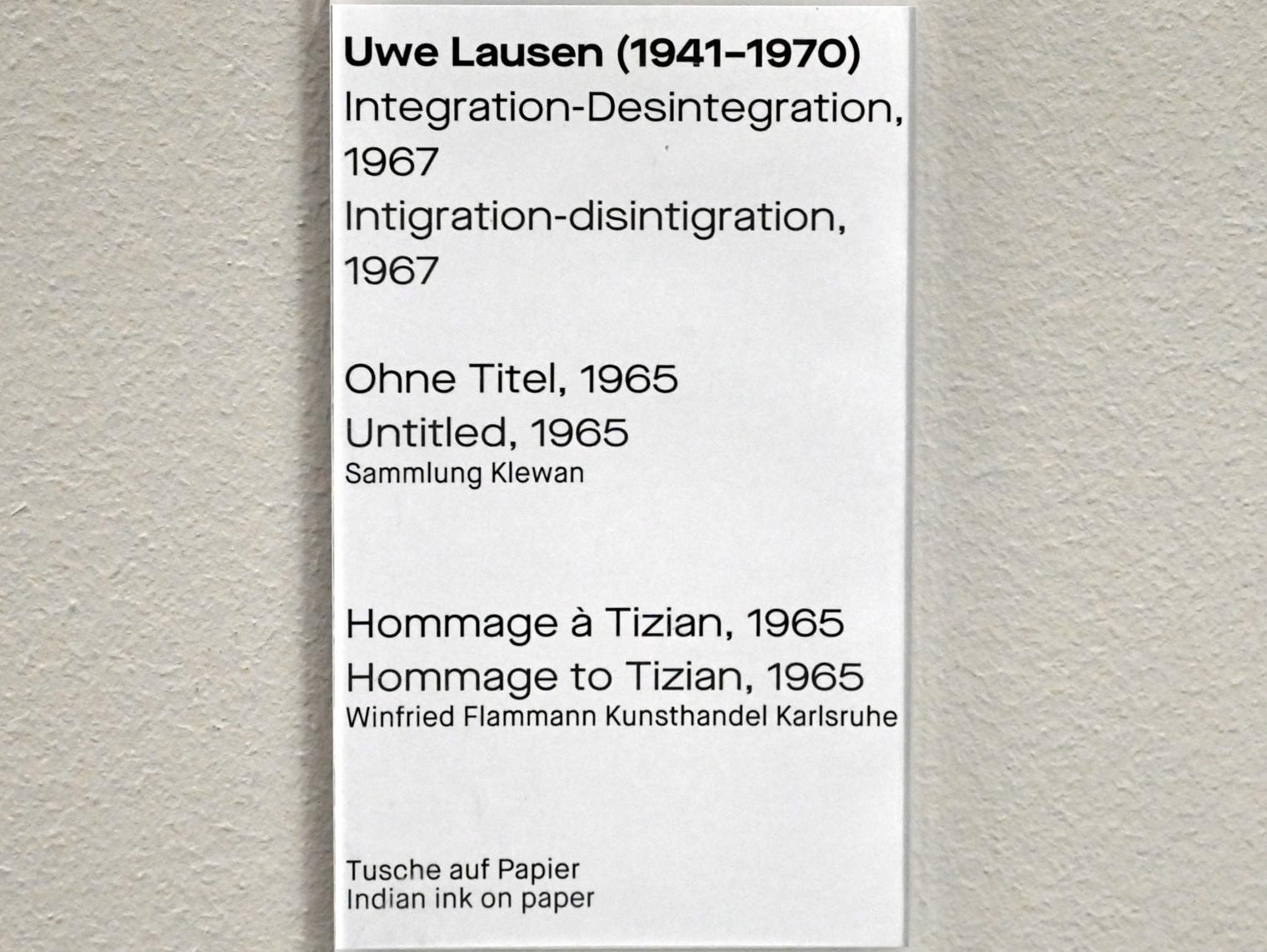Uwe Lausen (1962–1969), Ohne Titel, Chemnitz, Museum Gunzenhauser, Saal 1.5 - Uwe Lausen und Heide Stolz, 1965, Bild 2/2