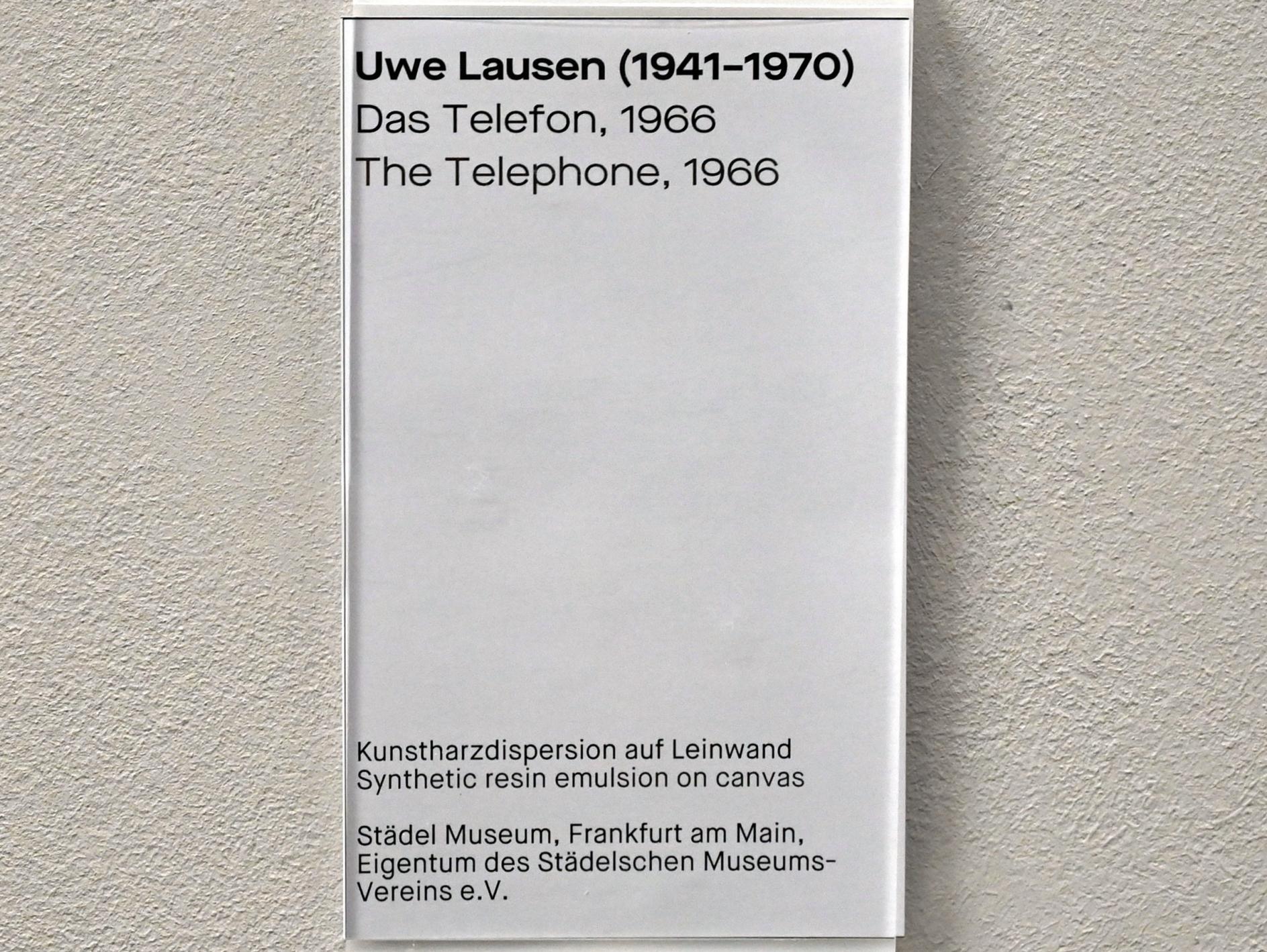 Uwe Lausen (1962–1969), Das Telefon, Chemnitz, Museum Gunzenhauser, Saal 1.5 - Uwe Lausen und Heide Stolz, 1966, Bild 2/2
