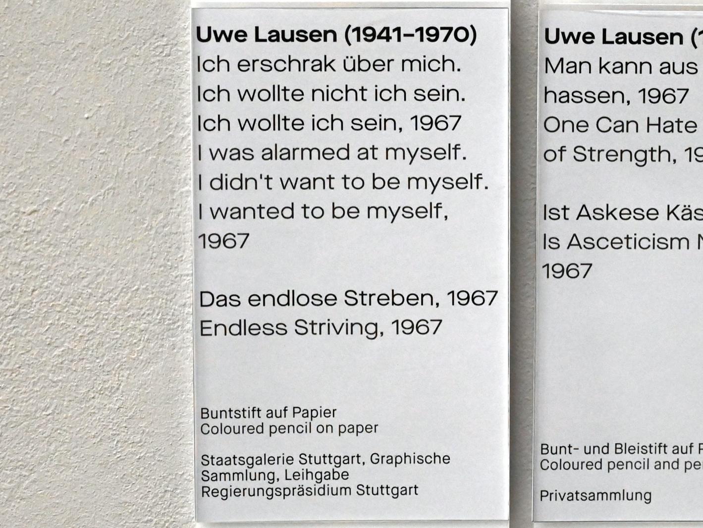 Uwe Lausen (1962–1969), Das endlose Streben, Chemnitz, Museum Gunzenhauser, Saal 1.6 - Uwe Lausen und Heide Stolz, 1967, Bild 2/2