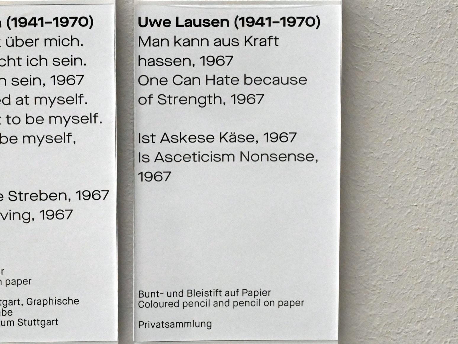Uwe Lausen (1962–1969), Ist Askese Käse, Chemnitz, Museum Gunzenhauser, Saal 1.6 - Uwe Lausen und Heide Stolz, 1967, Bild 2/2