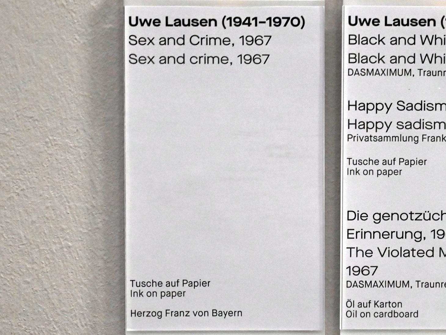 Uwe Lausen (1962–1969), Sex and Crime, Chemnitz, Museum Gunzenhauser, Saal 1.7 - Uwe Lausen und Heide Stolz, 1967, Bild 2/2