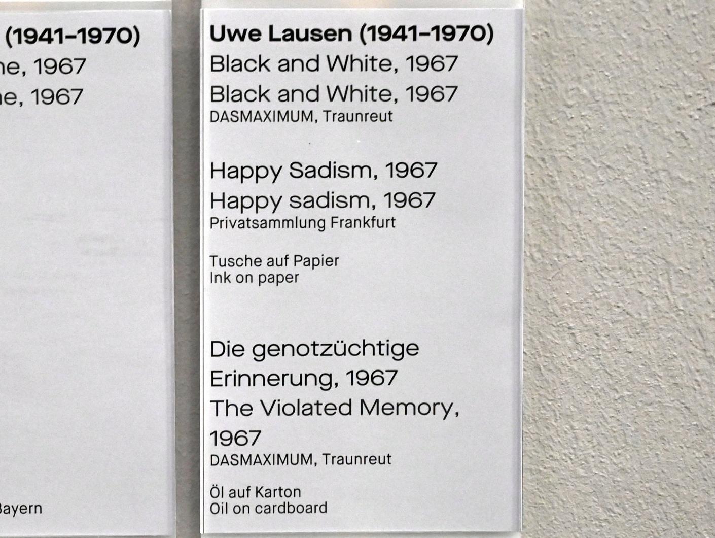 Uwe Lausen (1962–1969), Die genotzüchtige Erinnerung, Chemnitz, Museum Gunzenhauser, Saal 1.7 - Uwe Lausen und Heide Stolz, 1967, Bild 2/2