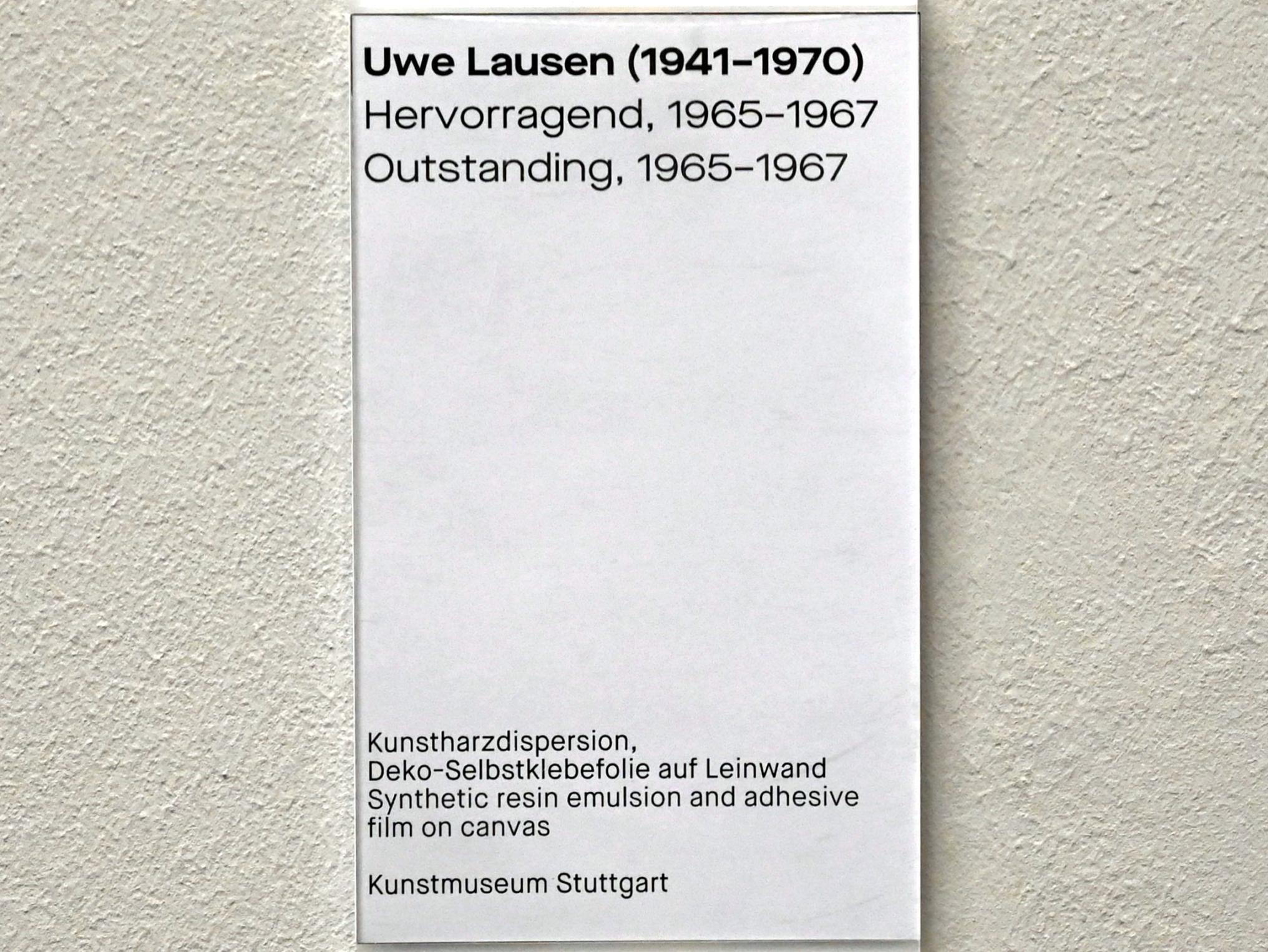 Uwe Lausen (1962–1969), Hervorragend, Chemnitz, Museum Gunzenhauser, Saal 1.7 - Uwe Lausen und Heide Stolz, 1965–1967, Bild 2/2