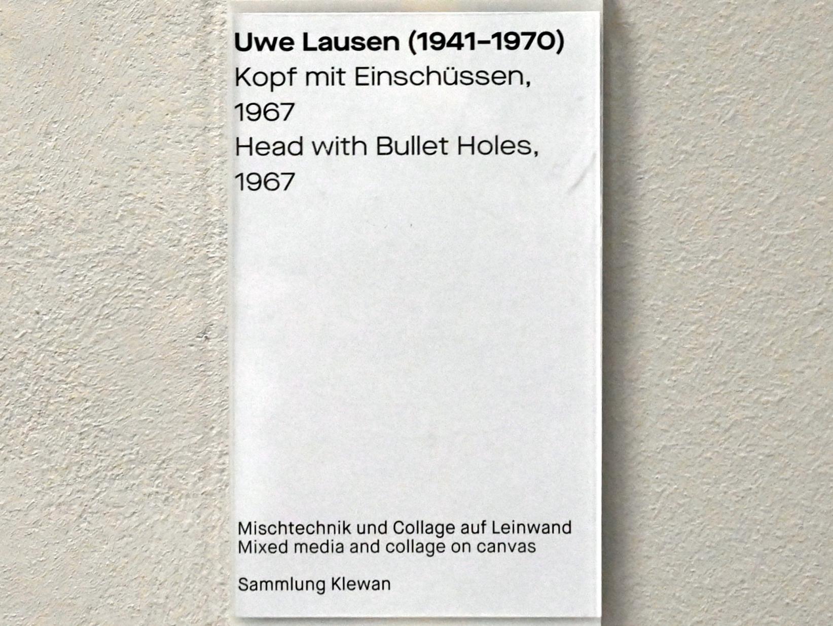 Uwe Lausen (1962–1969), Kopf mit Einschüssen, Chemnitz, Museum Gunzenhauser, Saal 1.7 - Uwe Lausen und Heide Stolz, 1967, Bild 2/2