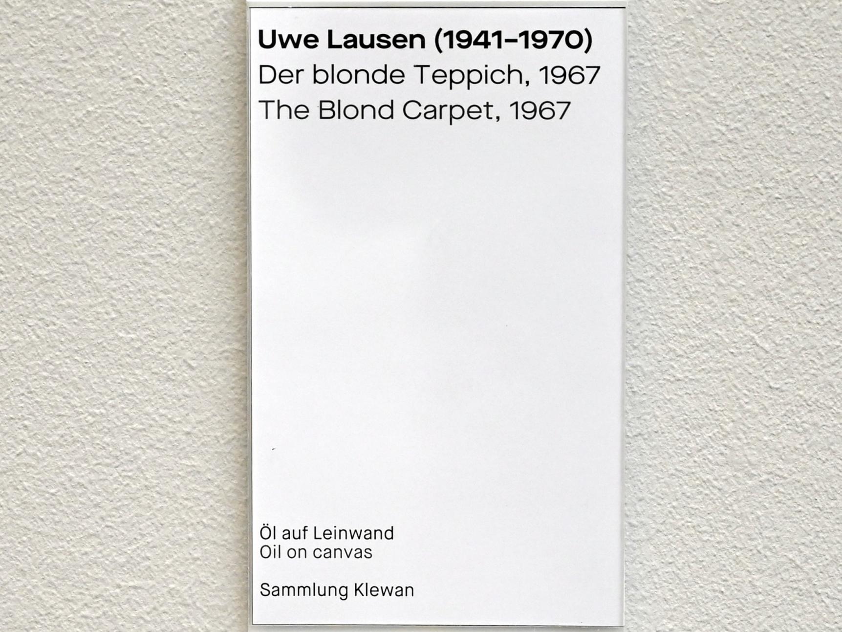 Uwe Lausen (1962–1969), Der blonde Teppich, Chemnitz, Museum Gunzenhauser, Saal 1.9 - Uwe Lausen und Heide Stolz, 1967, Bild 2/2