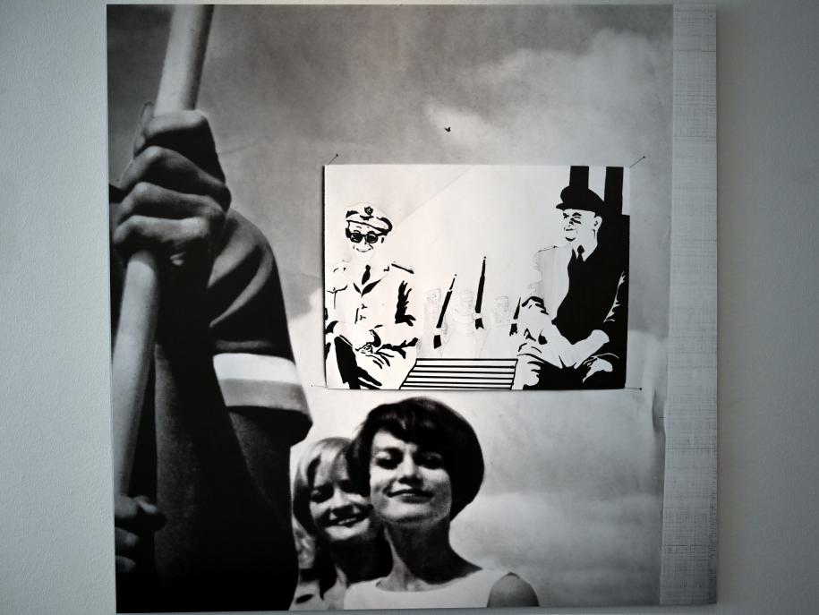 Heide Stolz (1960–1969), Ohne Titel (Zeichnung von Gottfried Peer Ueberfeldt vor Persil Plakat), Chemnitz, Museum Gunzenhauser, Saal 1.10 - Uwe Lausen und Heide Stolz, um 1967, Bild 1/2