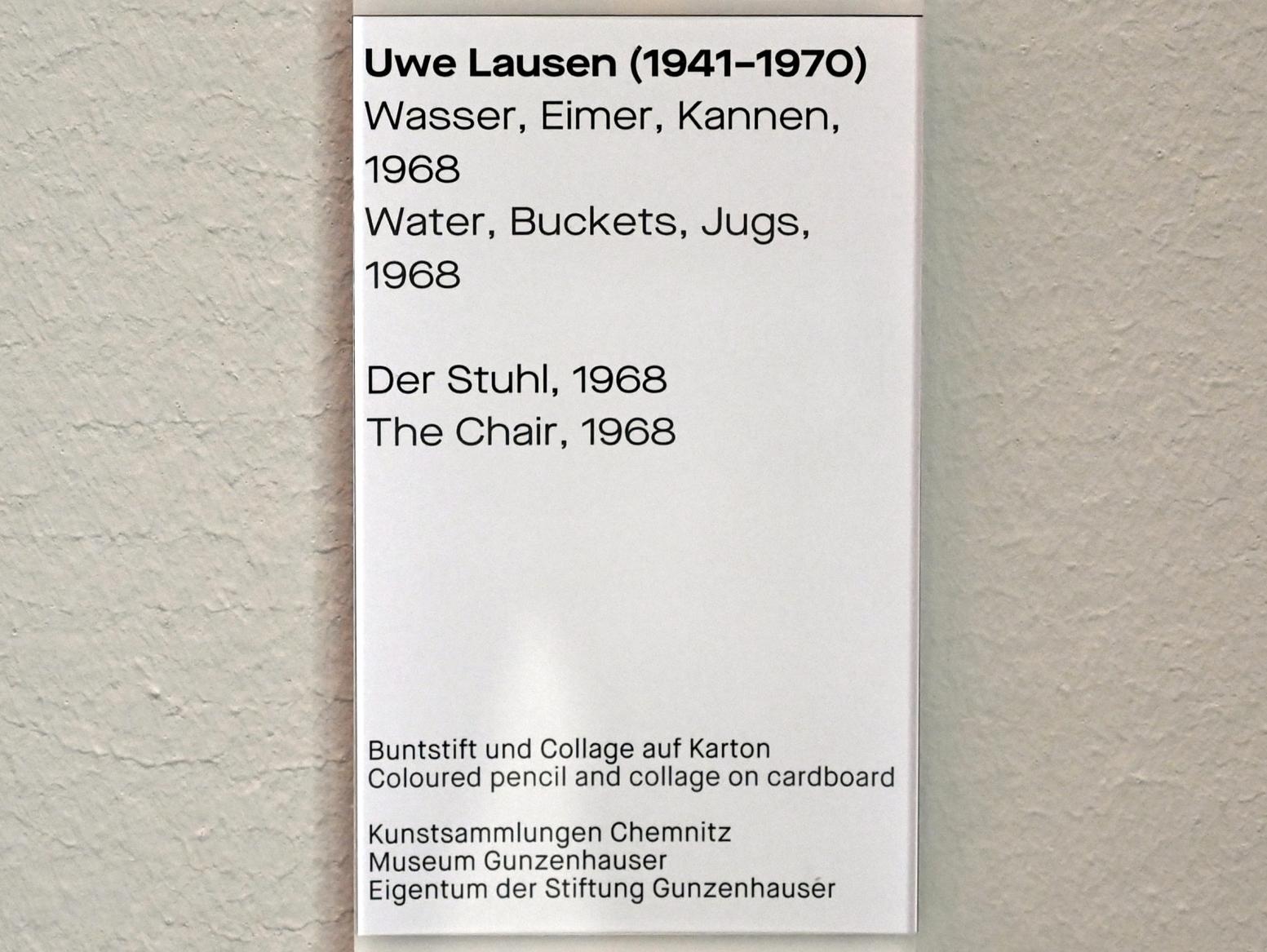 Uwe Lausen (1962–1969), Der Stuhl, Chemnitz, Museum Gunzenhauser, Saal 1.10 - Uwe Lausen und Heide Stolz, 1968, Bild 2/2