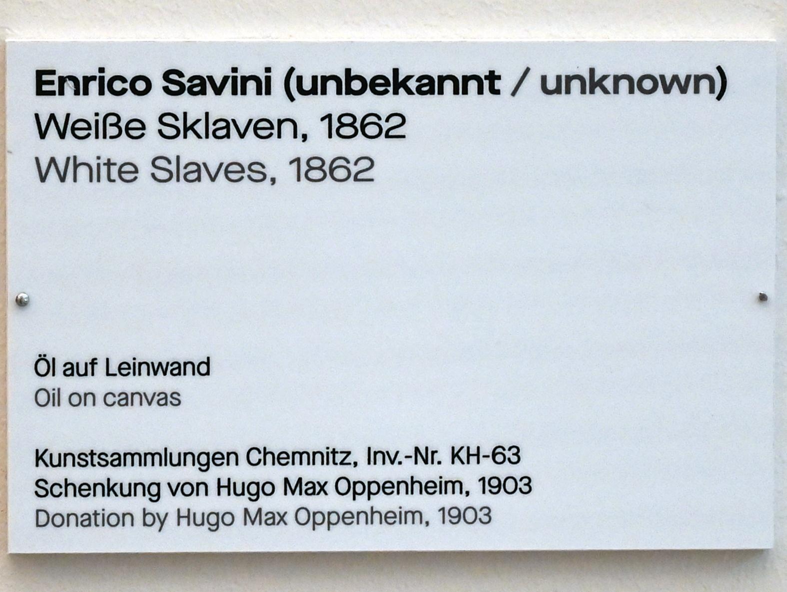 Enrico Savini (1862), Weiße Sklaven, Chemnitz, Kunstsammlungen am Theaterplatz, Saal 1, 1862, Bild 2/2