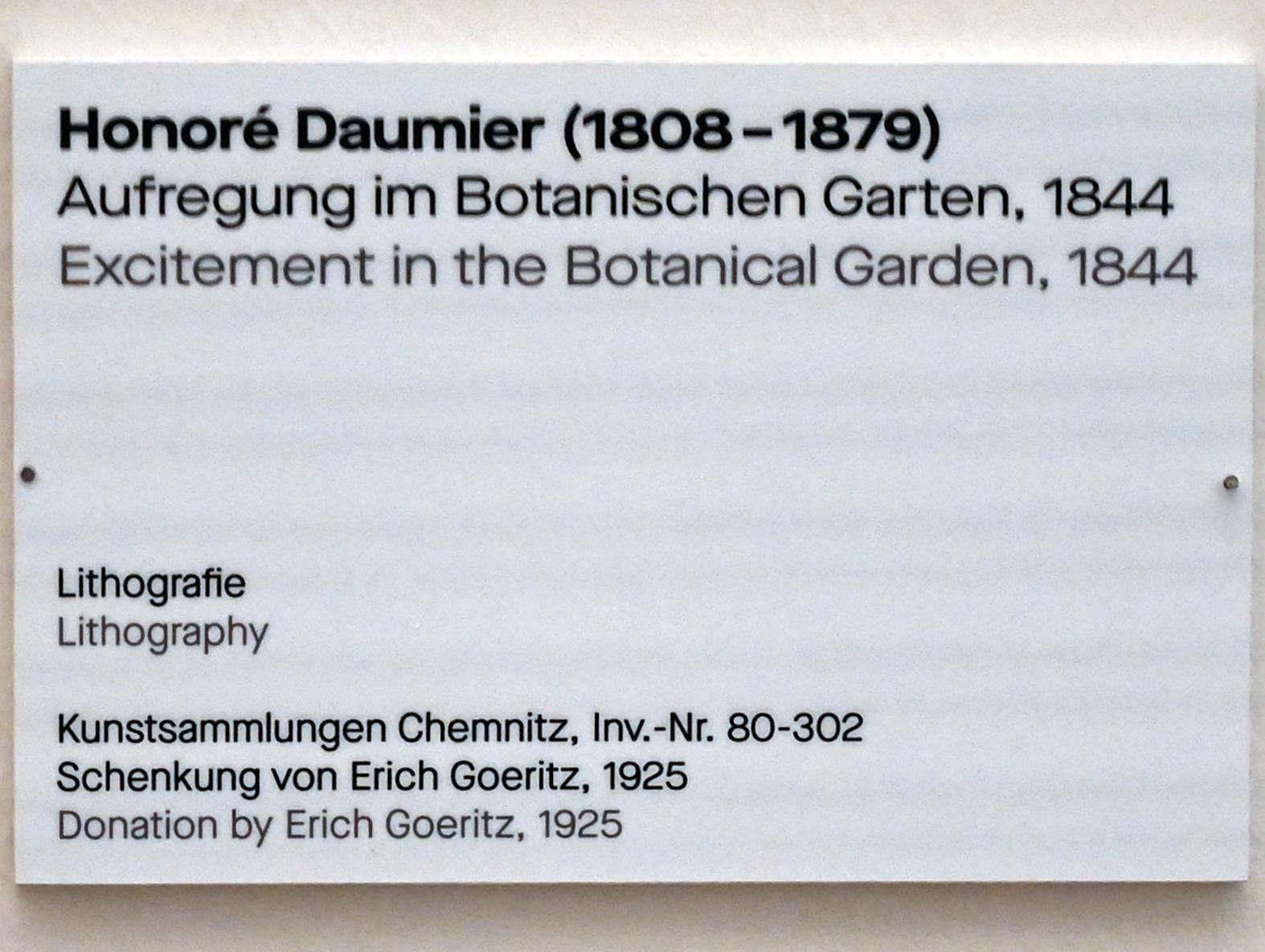 Honoré Daumier (1840–1868), Aufregung im Botanischen Garten, Chemnitz, Kunstsammlungen am Theaterplatz, Saal 1, 1844, Bild 2/2