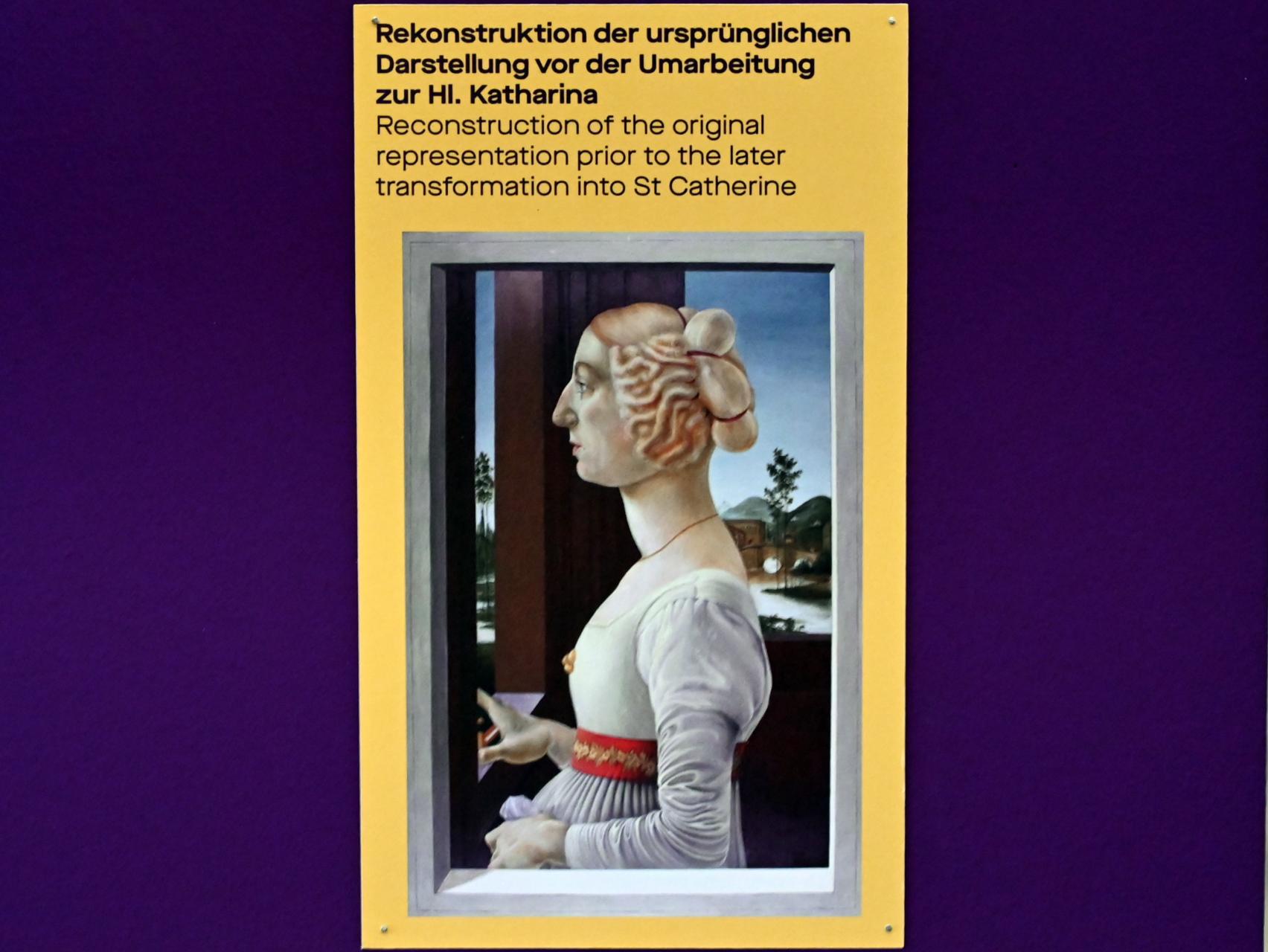 Sandro Botticelli (1462–1500), Bildnis einer Dame, Chemnitz, Kunstsammlungen am Theaterplatz, Saal 2, um 1475, Bild 3/3