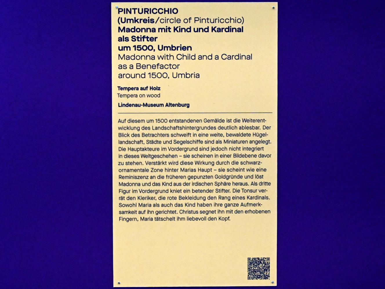 Pinturicchio (Umkreis) (1500), Madonna mit Kind und Kardinal als Stifter, Chemnitz, Kunstsammlungen am Theaterplatz, Saal 2, um 1500, Bild 2/2