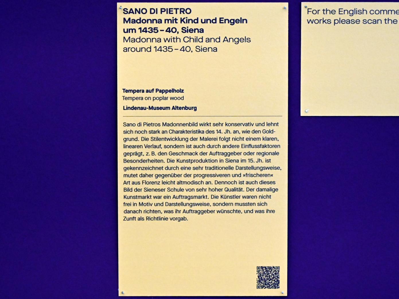 Sano di Pietro (1437–1481), Madonna mit Kind und Engeln, Chemnitz, Kunstsammlungen am Theaterplatz, Saal 2, um 1435–1440, Bild 2/2