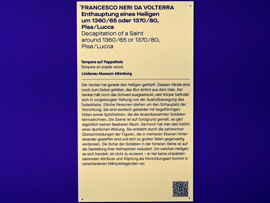 Francesco di Neri da Volterra (1352–1370), Enthauptung eines Heiligen, Chemnitz, Kunstsammlungen am Theaterplatz, Saal 2, um 1360–1380, Bild 2/2