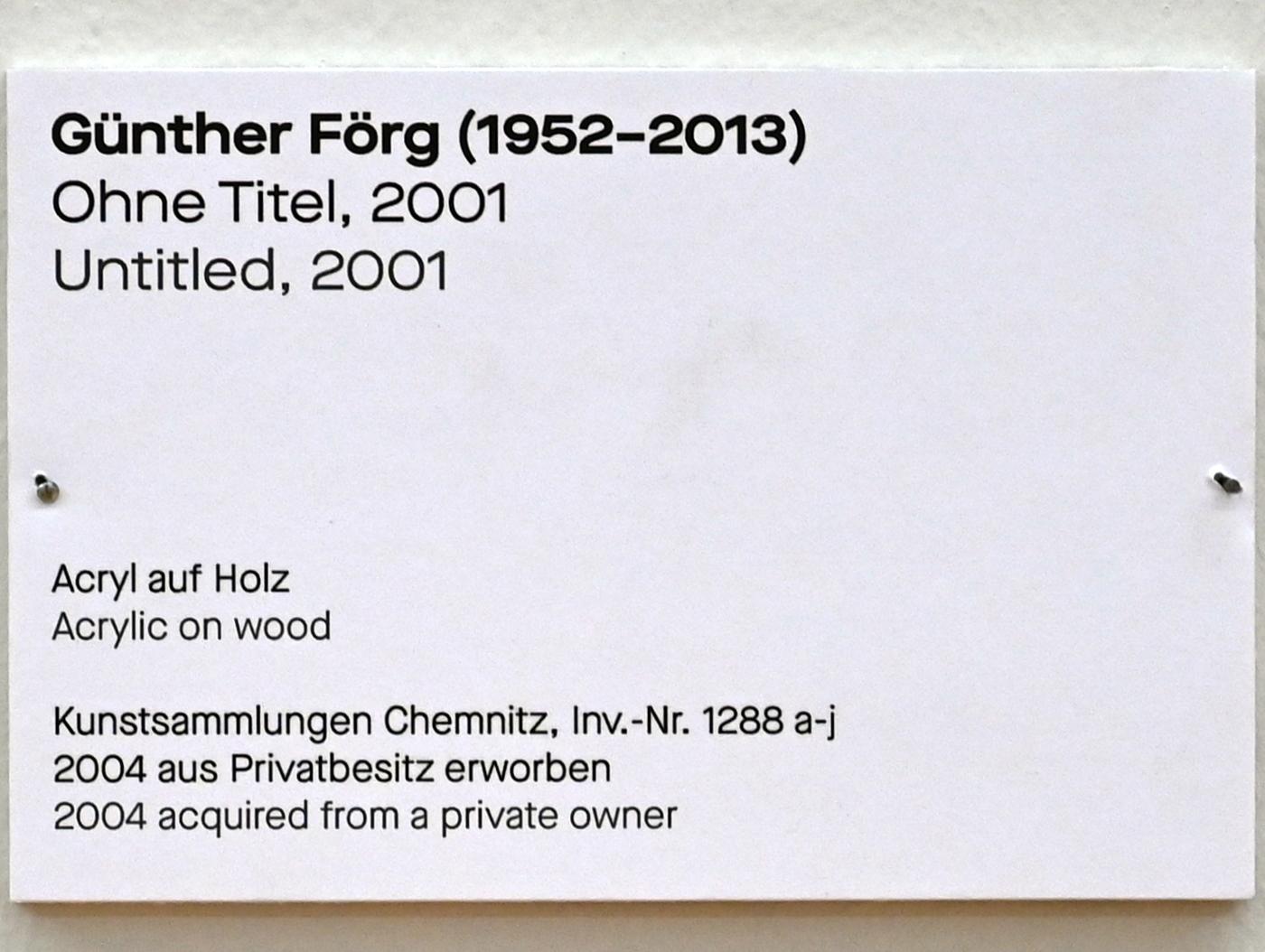 Günther Förg (1996–2001), Ohne Titel, Chemnitz, Kunstsammlungen am Theaterplatz, Form Fläche Geste, Saal 1, 2001, Bild 2/2