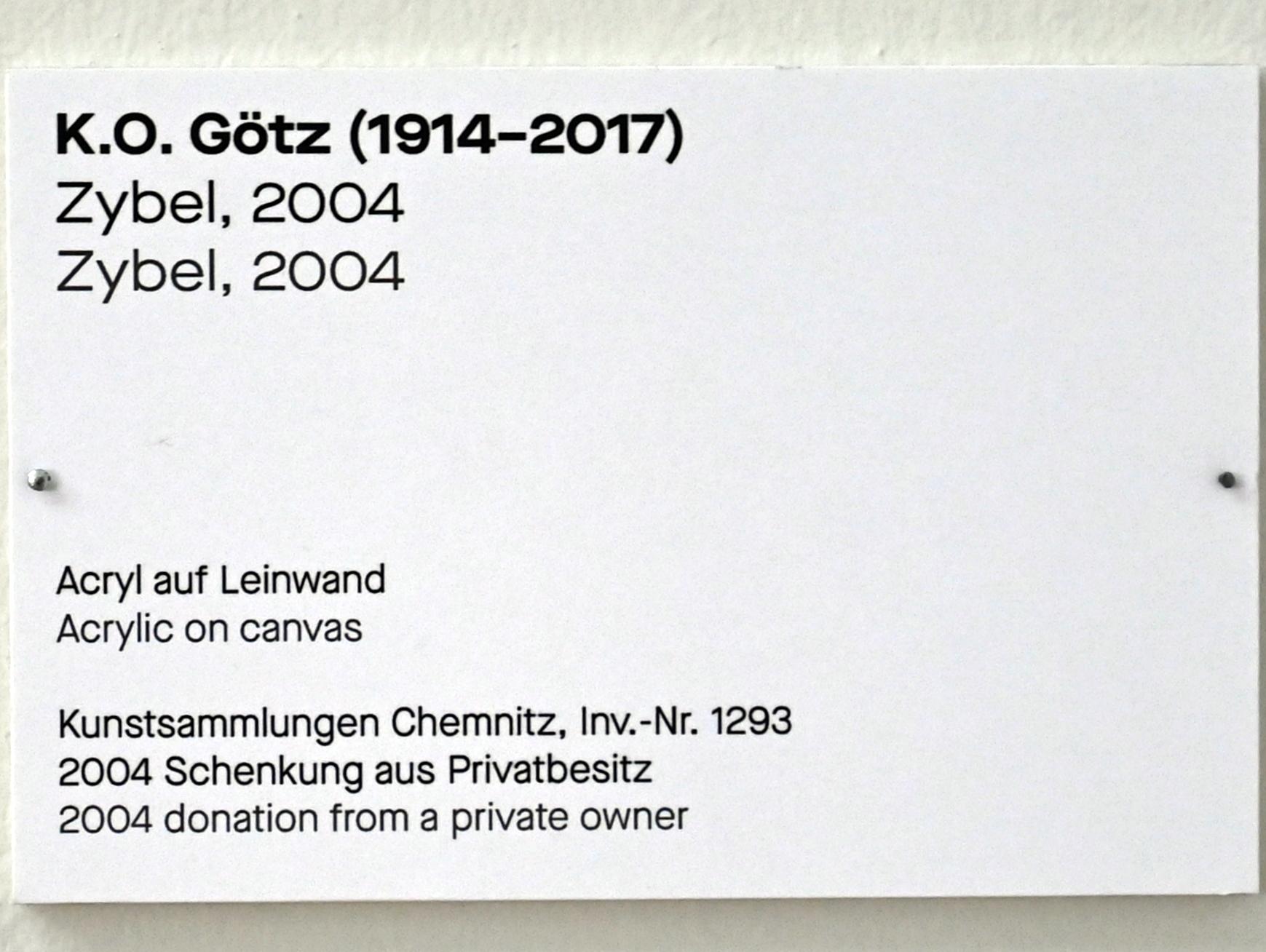 Karl Otto (K. O.) Götz (1954–2004), Zybel, Chemnitz, Kunstsammlungen am Theaterplatz, Form Fläche Geste, Saal 4, 2004, Bild 2/2