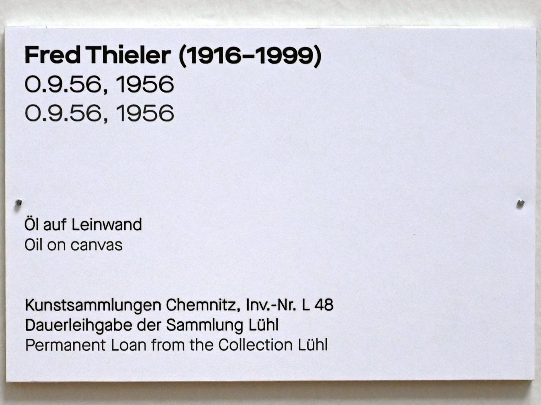 Fred Thieler (1956–1964), 0.9.56, Chemnitz, Kunstsammlungen am Theaterplatz, Form Fläche Geste, Saal 6, 1956, Bild 2/2