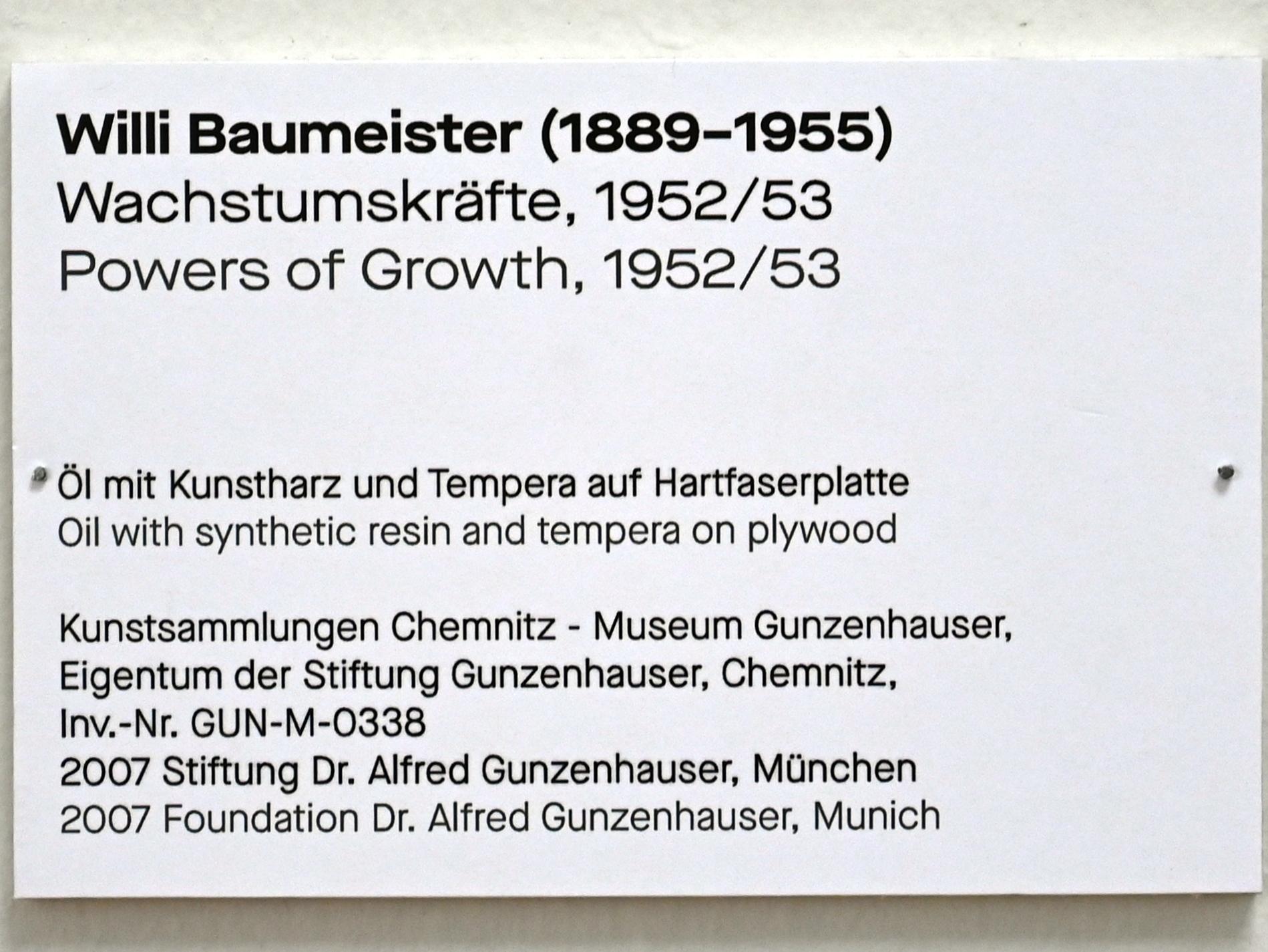 Willi Baumeister (1913–1955), Wachstumskräfte, Chemnitz, Kunstsammlungen am Theaterplatz, Form Fläche Geste, Saal 8, 1952–1953, Bild 2/2