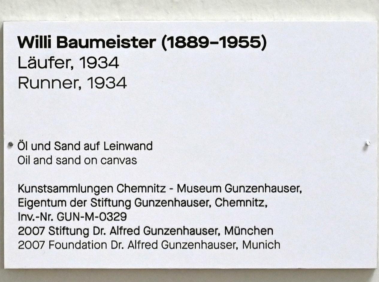 Willi Baumeister (1913–1955), Läufer, Chemnitz, Kunstsammlungen am Theaterplatz, Form Fläche Geste, Saal 8, 1934, Bild 2/2