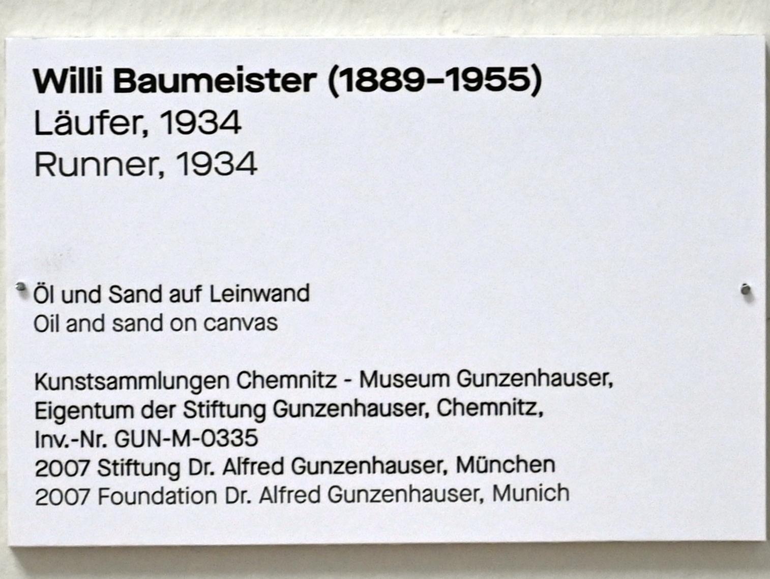 Willi Baumeister (1913–1955), Läufer, Chemnitz, Kunstsammlungen am Theaterplatz, Form Fläche Geste, Saal 8, 1934, Bild 2/2