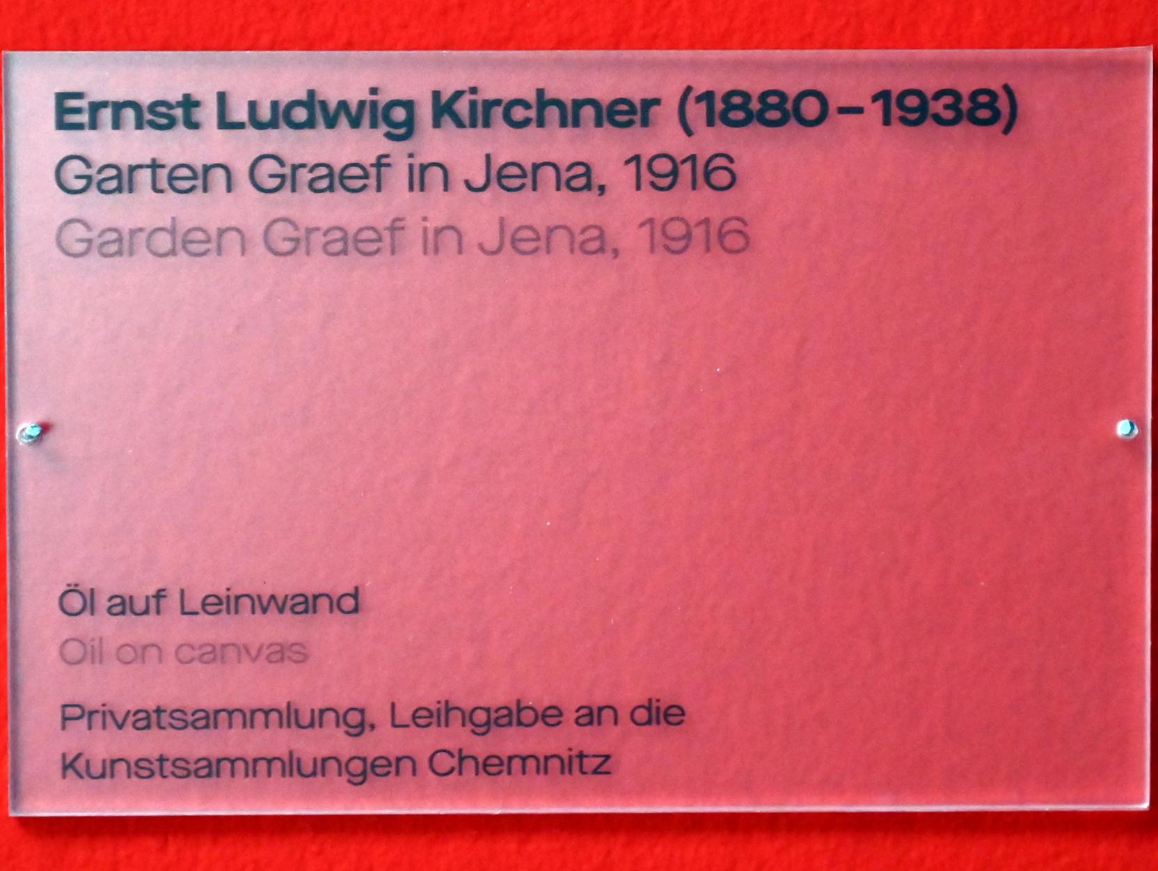 Ernst Ludwig Kirchner (1904–1933), Garten Graef in Jena, Chemnitz, Kunstsammlungen am Theaterplatz, Form Fläche Geste, Saal 11, 1916, Bild 2/2