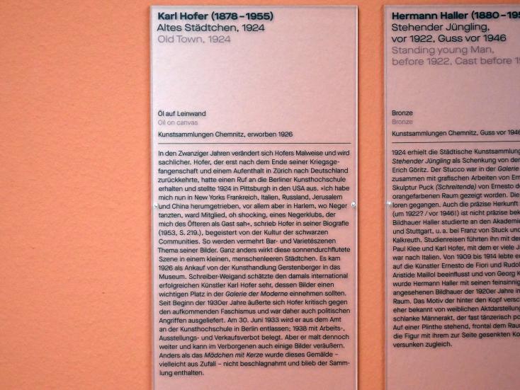 Karl Hofer (Carl Hofer) (1913–1950), Altes Städtchen, Chemnitz, Kunstsammlungen am Theaterplatz, Form Fläche Geste, Saal 11, 1924, Bild 2/2