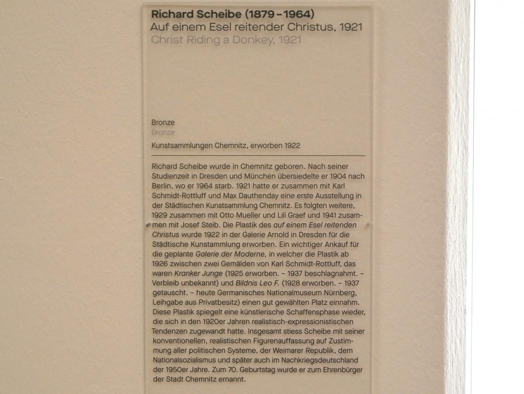 Richard Scheibe (1921–1950), Auf einem Esel reitender Christus, Chemnitz, Kunstsammlungen am Theaterplatz, Form Fläche Geste, Saal 10, 1921, Bild 4/4