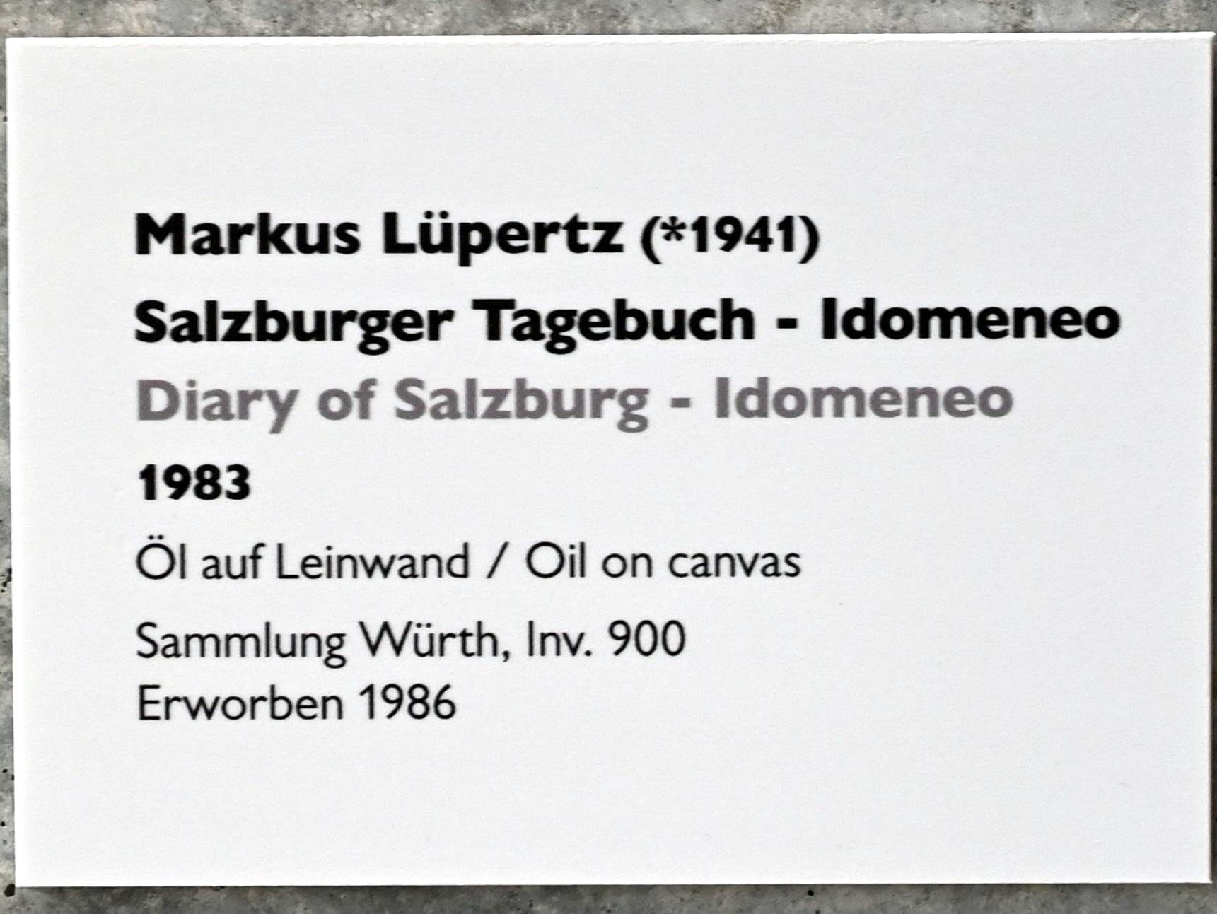 Markus Lüpertz (1964–2000), Salzburger Tagebuch - Idomeneo, Künzelsau, Museum Würth 2, Carmen Würth Forum, 1983, Bild 2/2