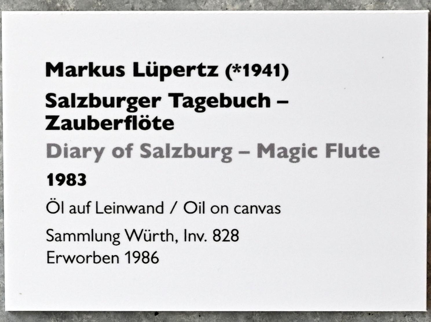 Markus Lüpertz (1964–2000), Salzburger Tagebuch - Zauberflöte, Künzelsau, Museum Würth 2, Carmen Würth Forum, 1983, Bild 2/2