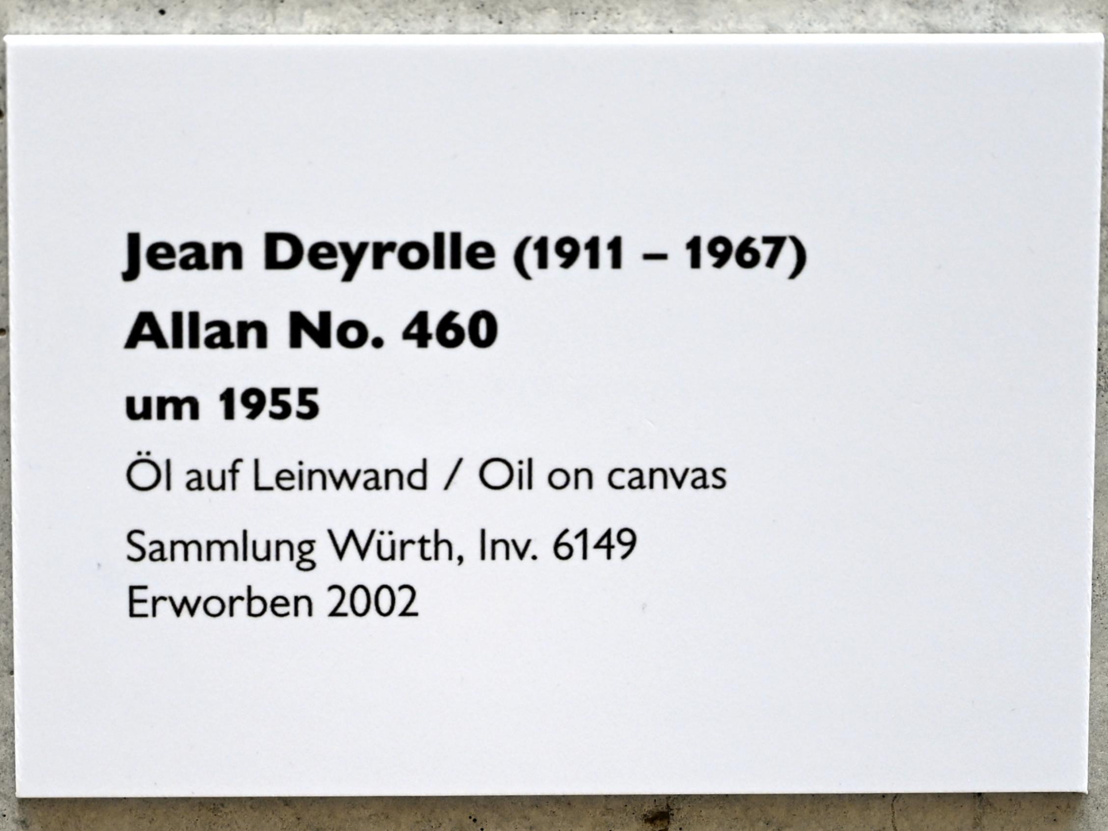 Jean-Jacques Deyrolle (1952–1955), Allan No. 460, Künzelsau, Museum Würth 2, Carmen Würth Forum, um 1955, Bild 2/2