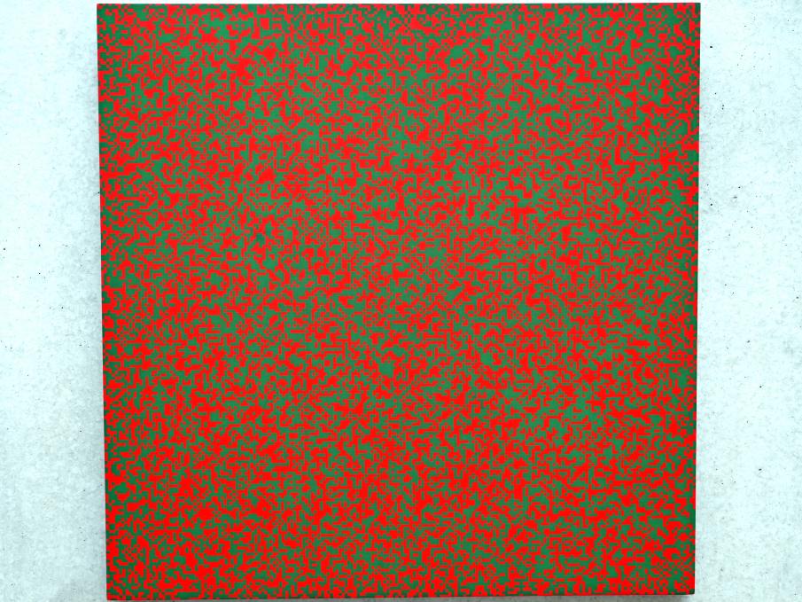 François Morellet (1960–2013): Zufällige Verteilung von 40.000 Quadraten, 50% rot, 50% grün, 1961
